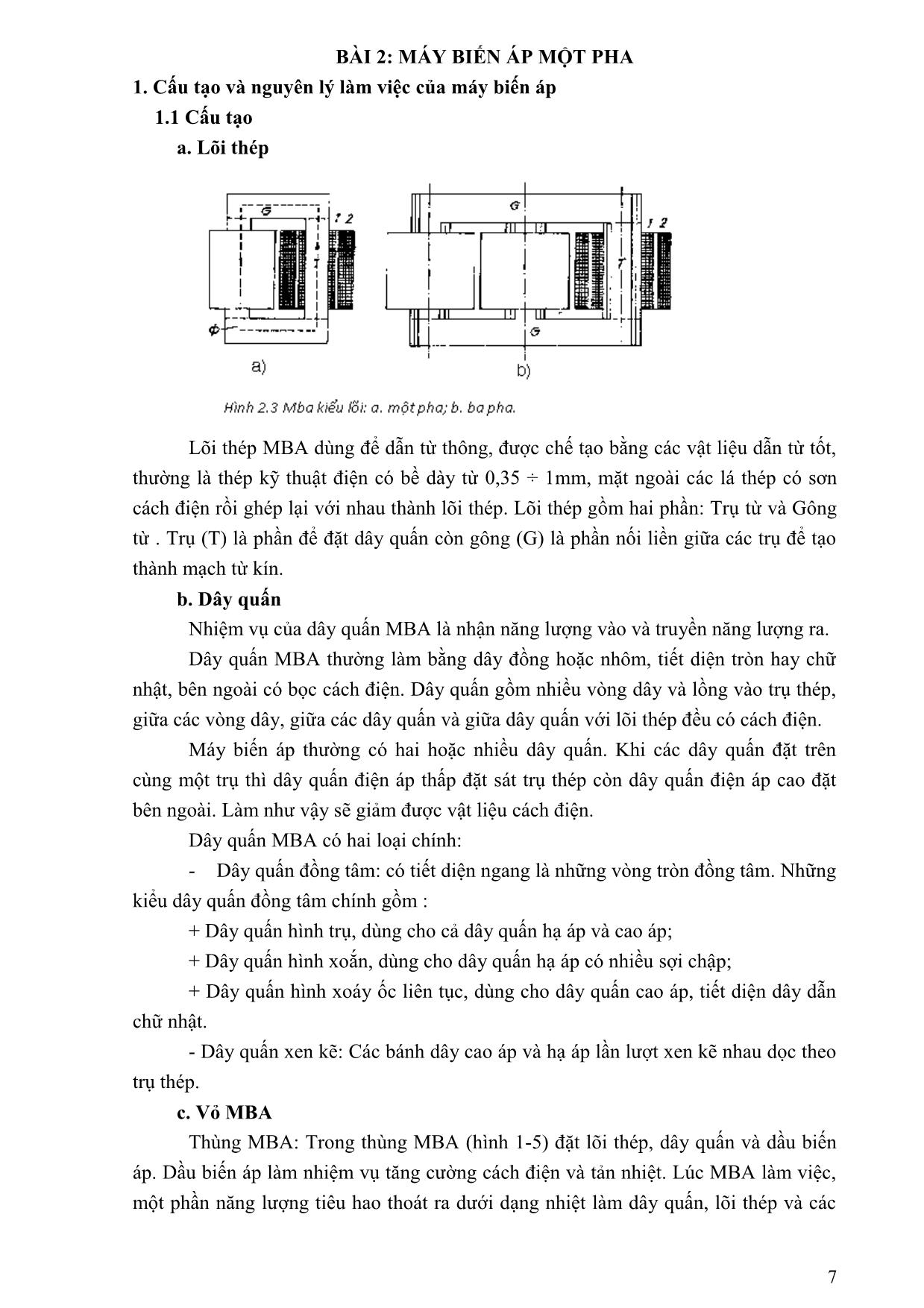 Giáo trình Bảo dưỡng, sửa chữa máy biến áp cỡ nhỏ trang 7