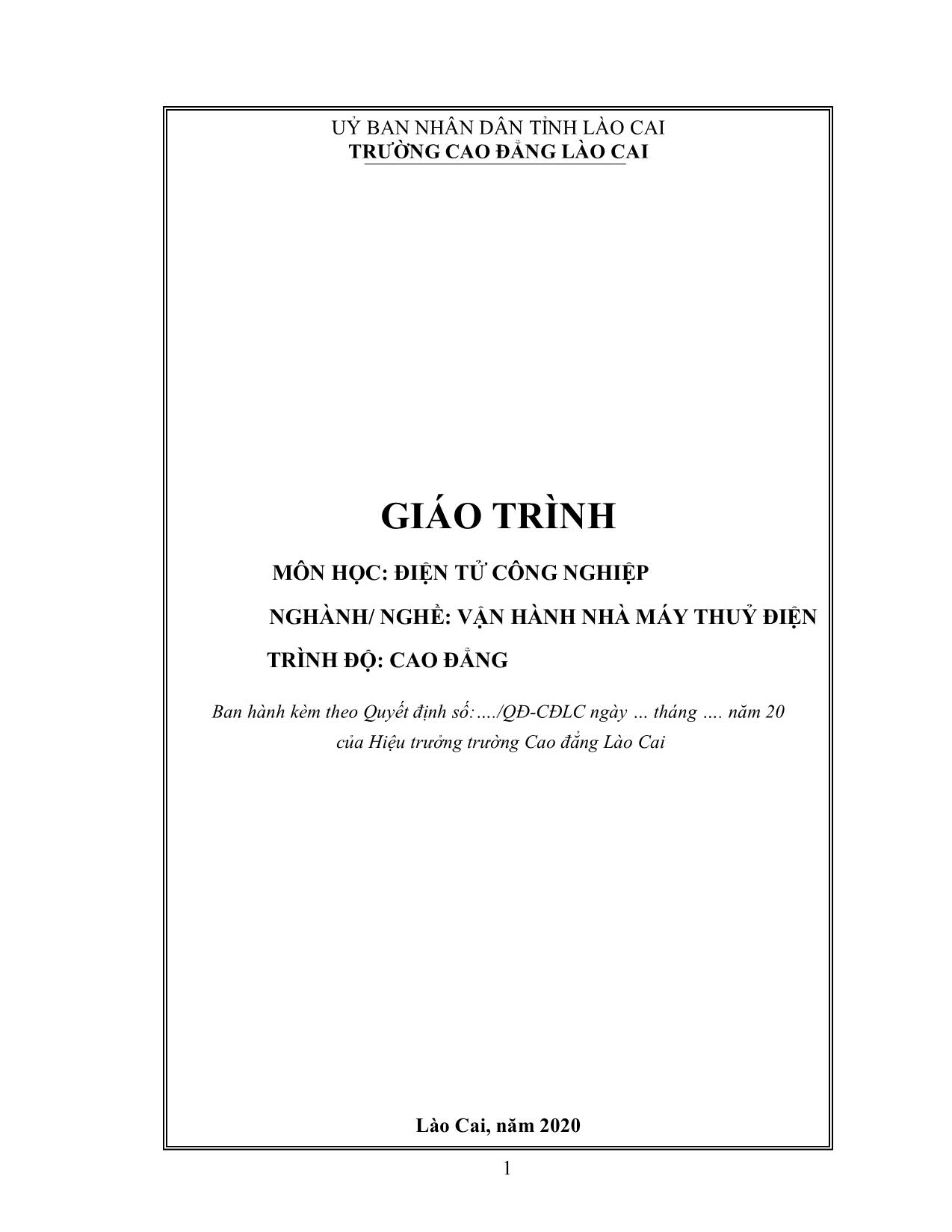 Giáo trình Điện tử công nghiệp (Mới nhất) trang 1