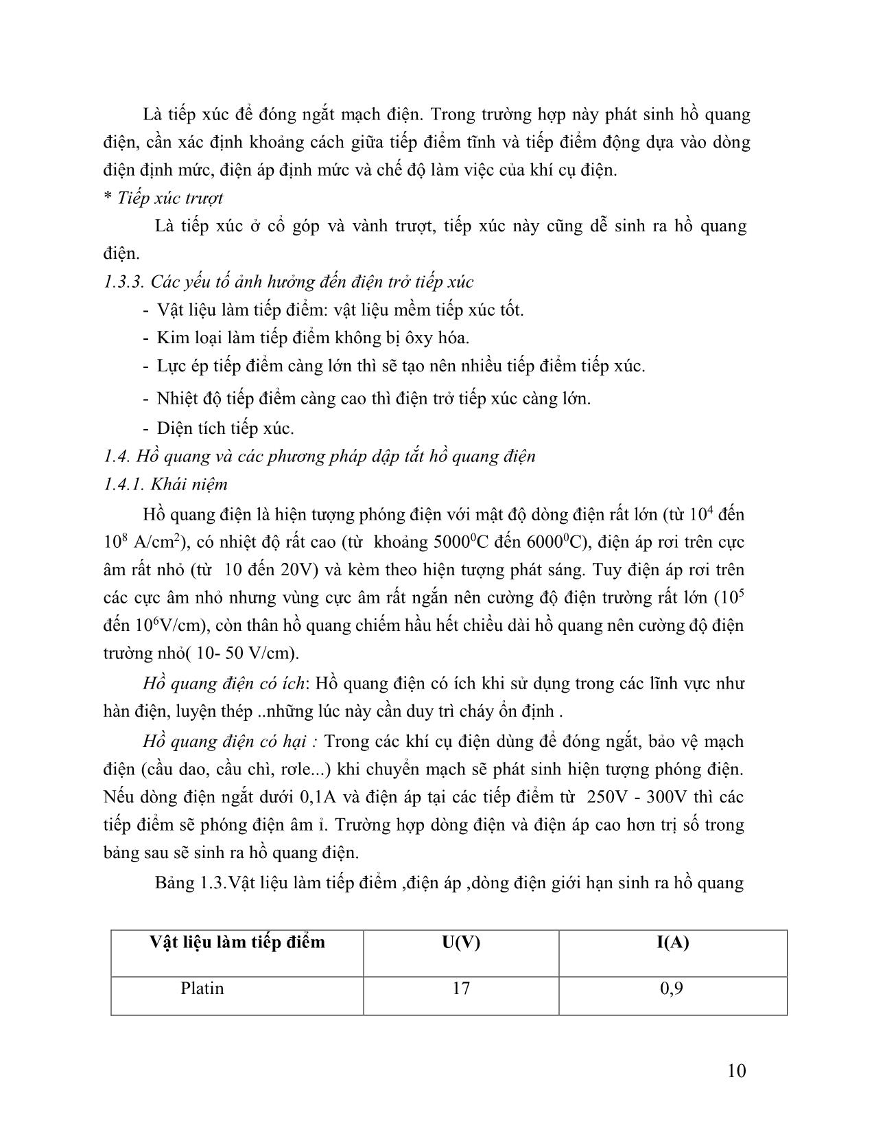 Giáo trình Khí cụ điện - Nghề: Vận hành thủy điện trang 10