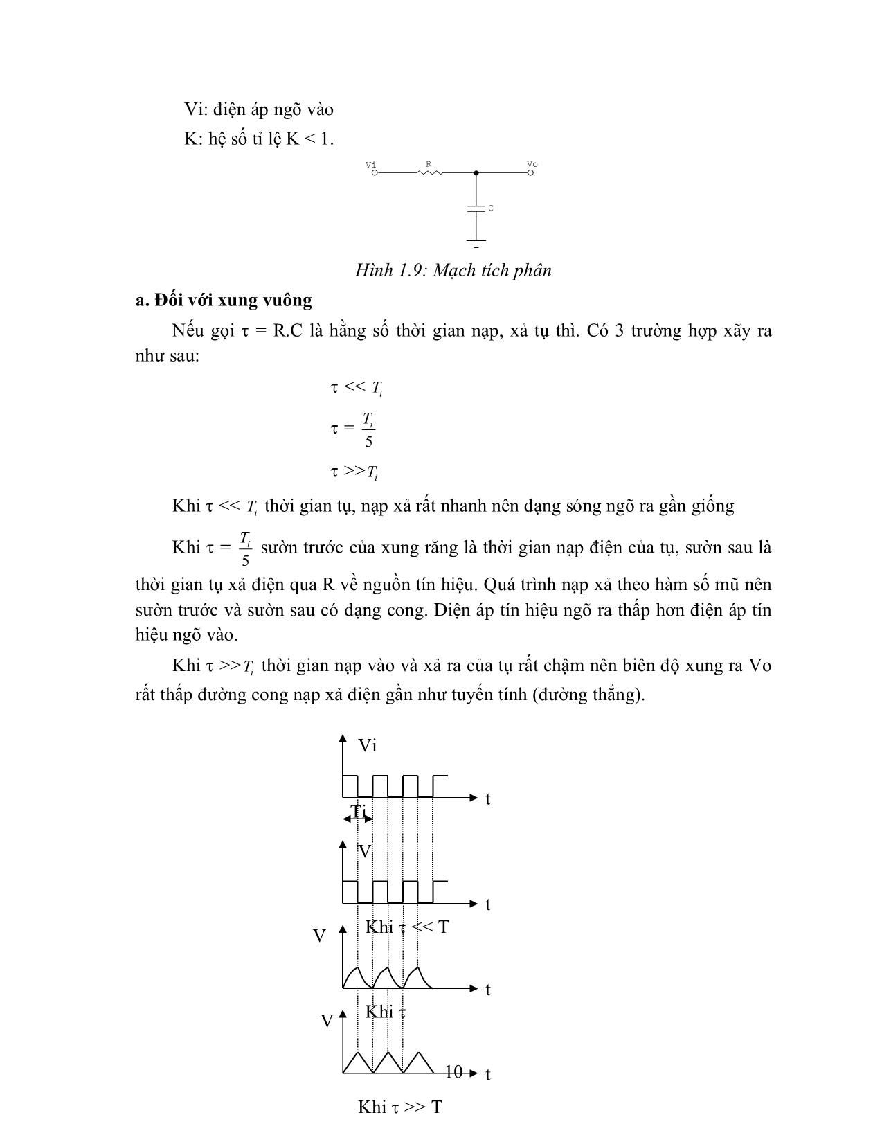 Giáo trình Kỹ thuật xung - số (Mới) trang 10