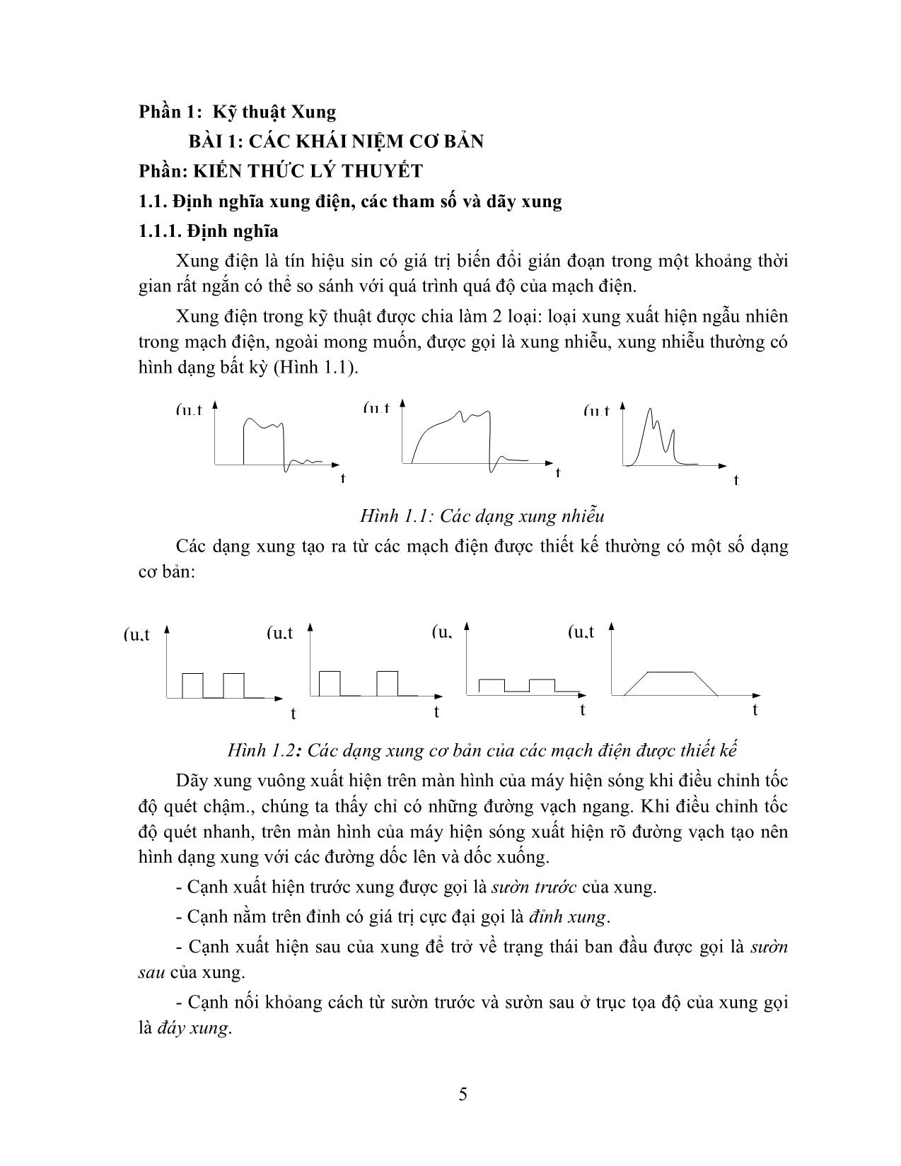 Giáo trình Kỹ thuật xung - số (Mới) trang 5