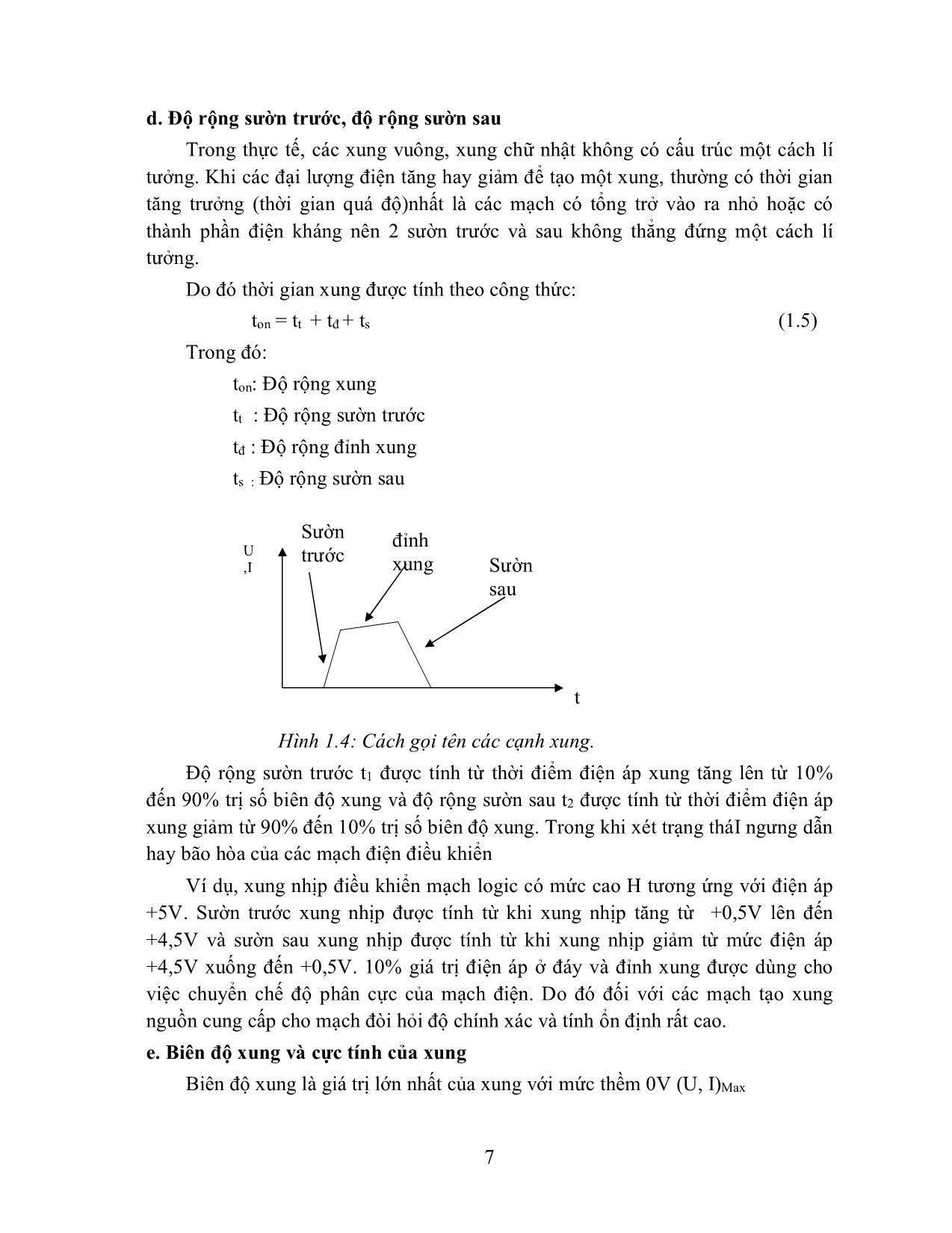 Giáo trình Kỹ thuật xung - số (Mới) trang 7