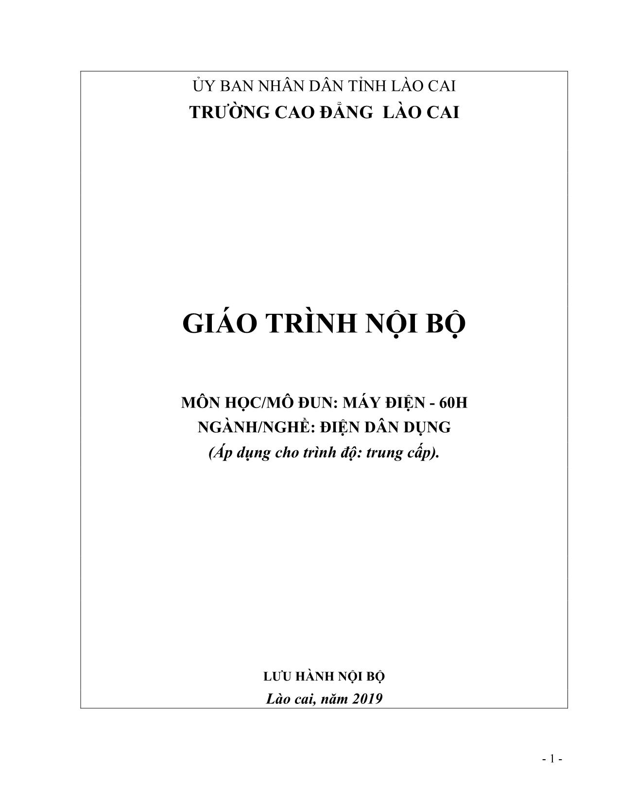 Giáo trình Máy điện - 60H trang 1