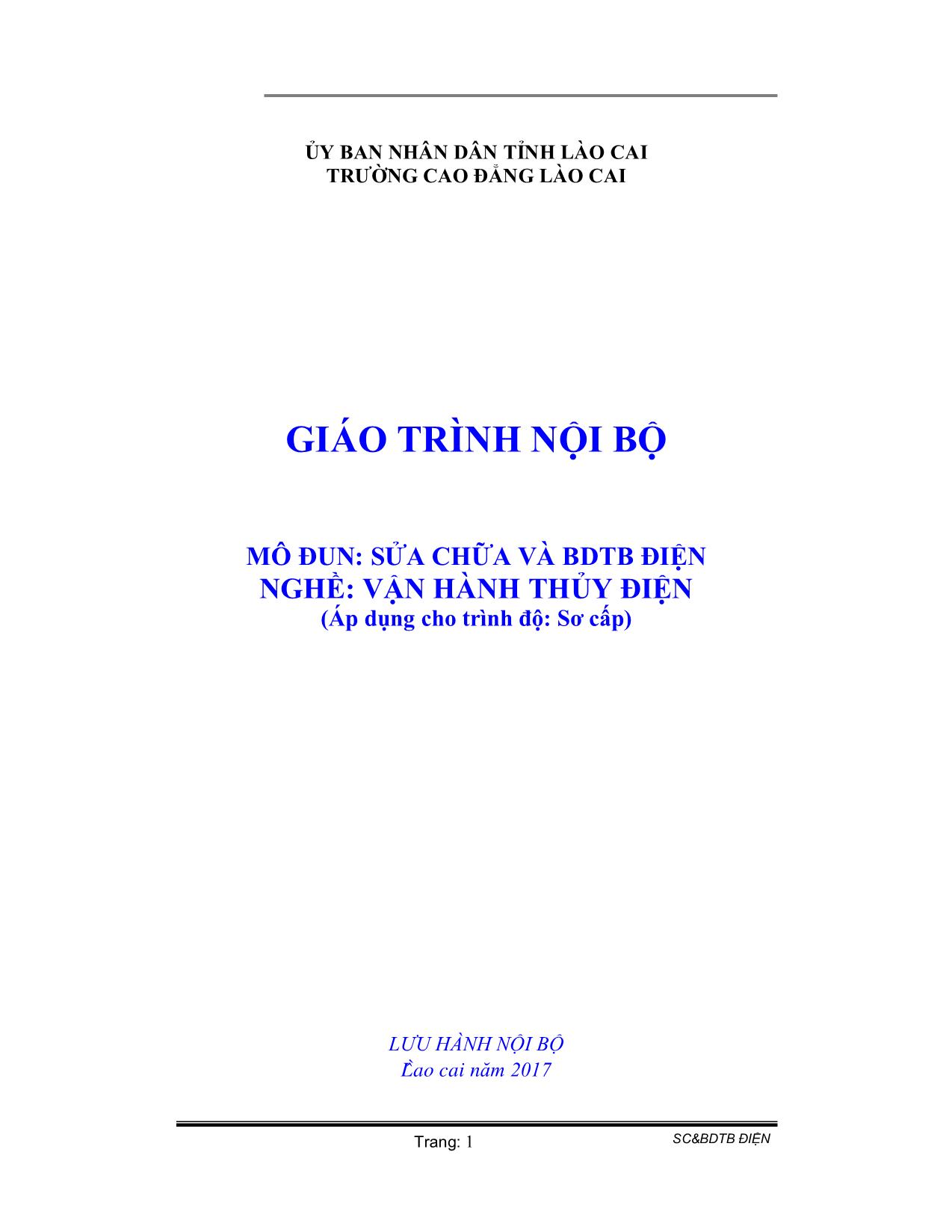 Giáo trình Sửa chữa và bảo dưỡng thiết bị điện trang 1