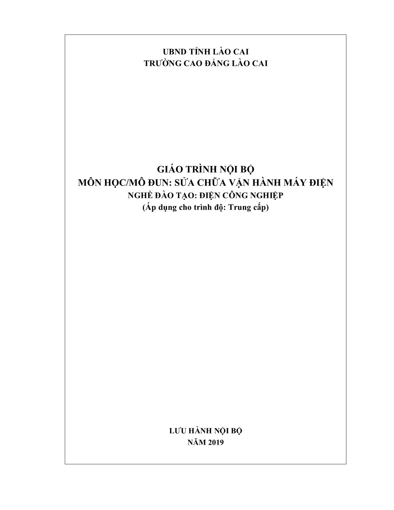 Giáo trình Sửa chữa vận hành máy điện trang 1