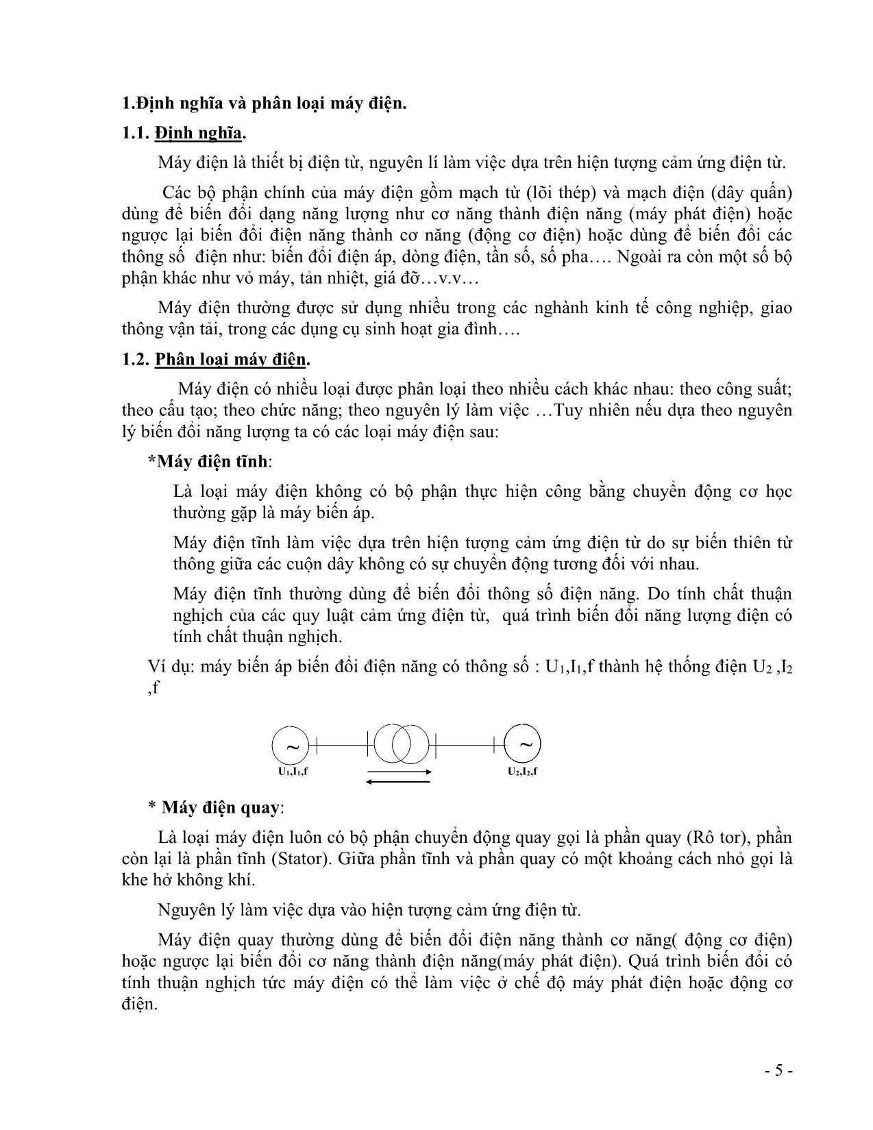 Giáo trình Vận hành máy điện - 90H trang 5