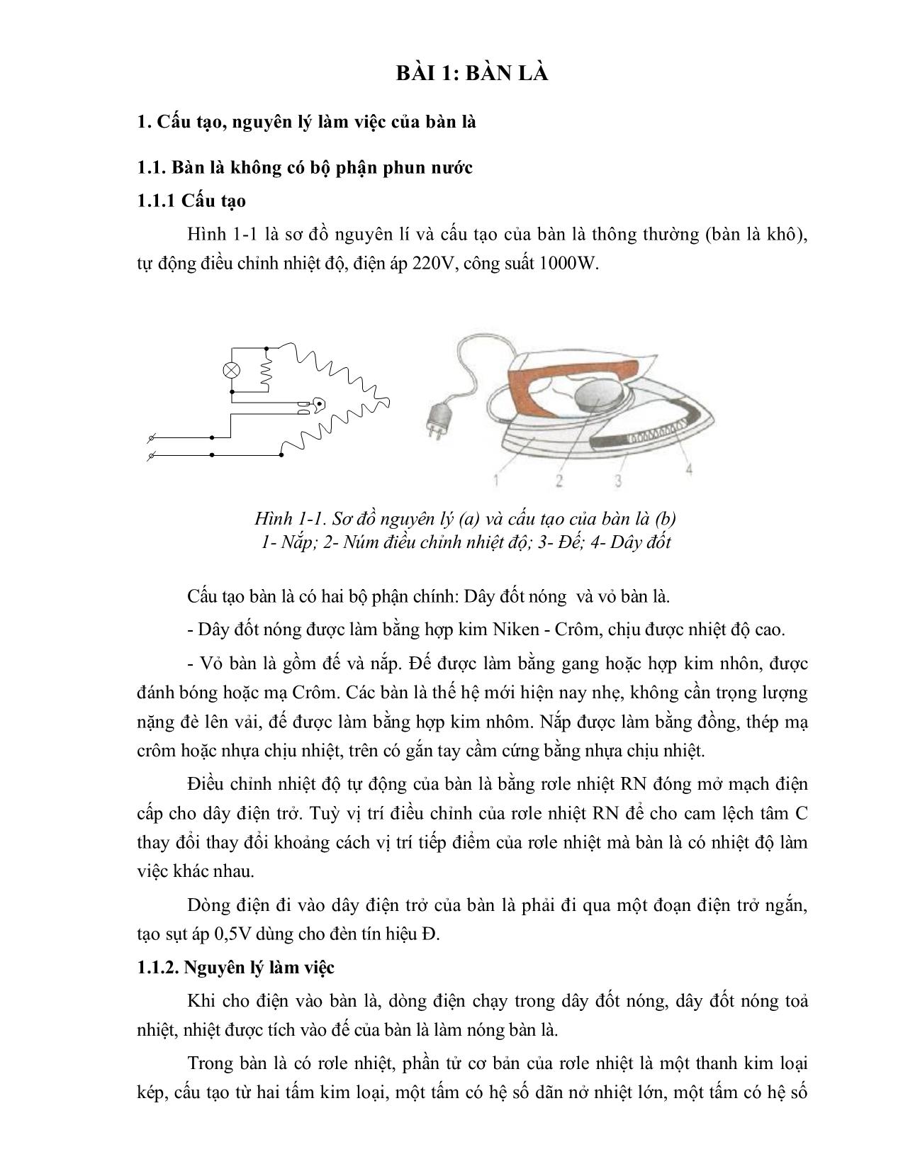 Bài giảng mô đun Thiết bị nhiệt gia dụng (Mới) trang 5