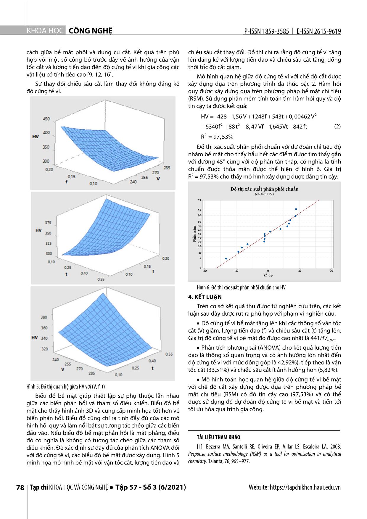 Mô hình ảnh hưởng của một số thông số công nghệ đến độ cứng tế vi bề mặt khi tiện thép SUS304 trang 4