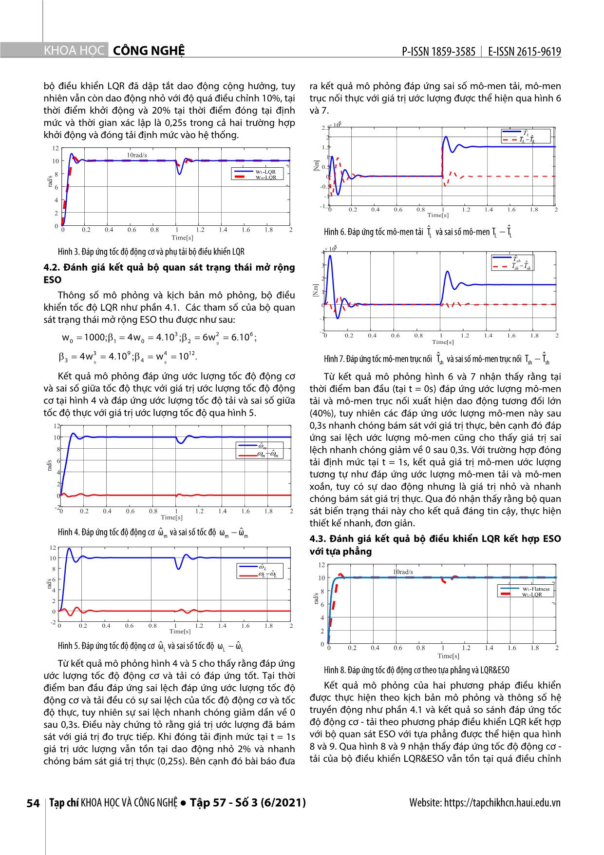 Phân tích điều khiển LQR kết hợp bộ quan sát trạng thái ESO với điều khiển phi tuyến cho hệ hai vật trang 5