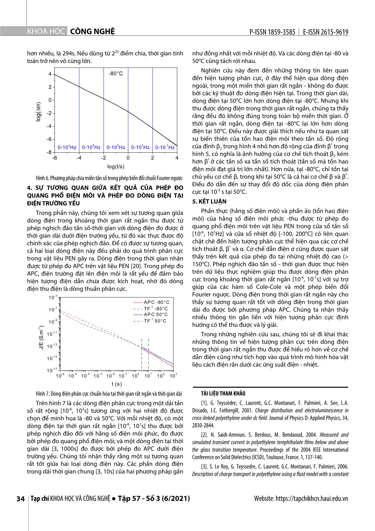 Phương pháp nghịch đảo để thu được dòng điện phân cực trong thời gian rất ngắn từ phép đo quang phổ điện môi trên vật liệu PEN trang 6