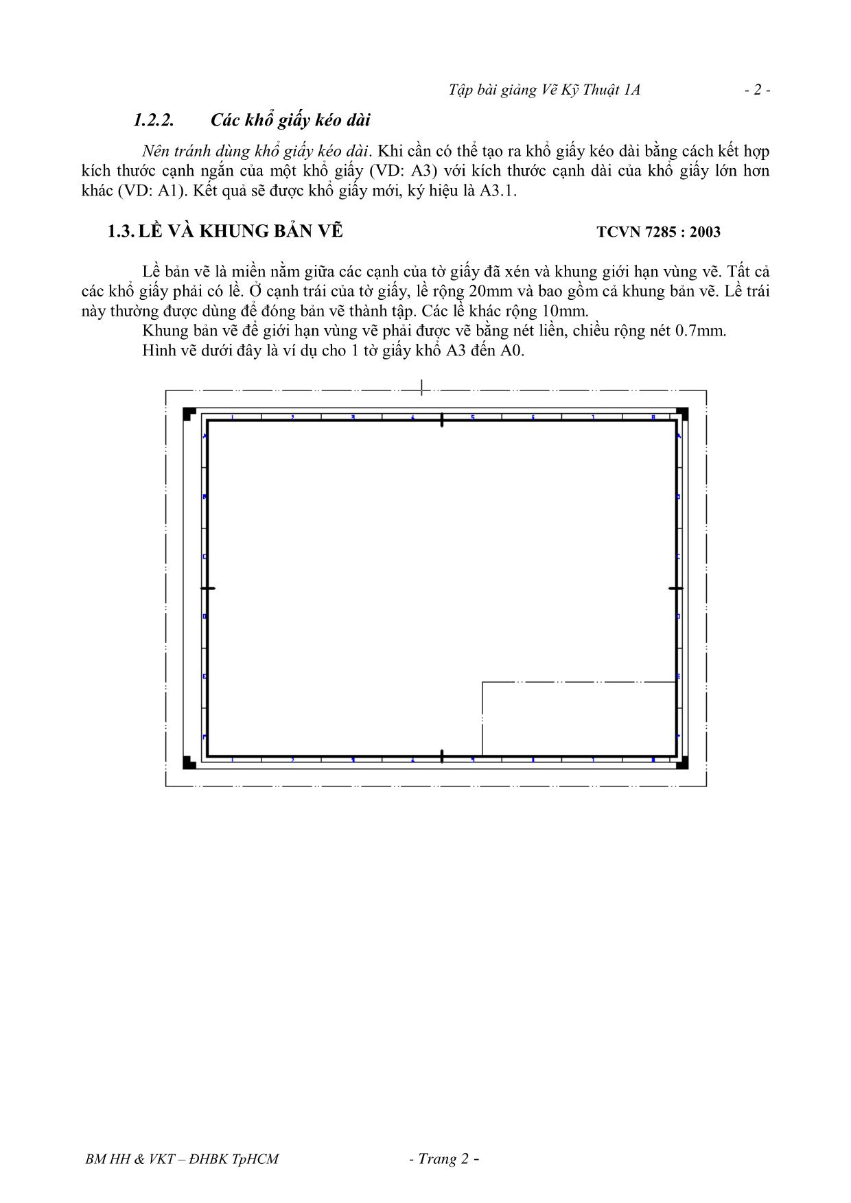 Bài giảng Vẽ kỹ thuật - Chương 1: Quy cách của bản vẽ trang 2