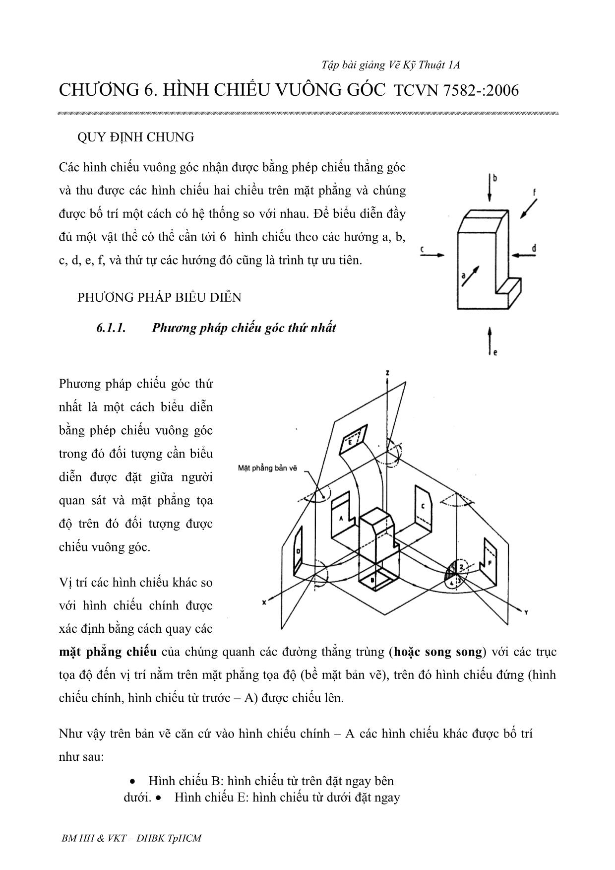 Bài giảng Vẽ kỹ thuật - Chương 6: Hình chiếu vuông góc TCVN 7582:2006 trang 1