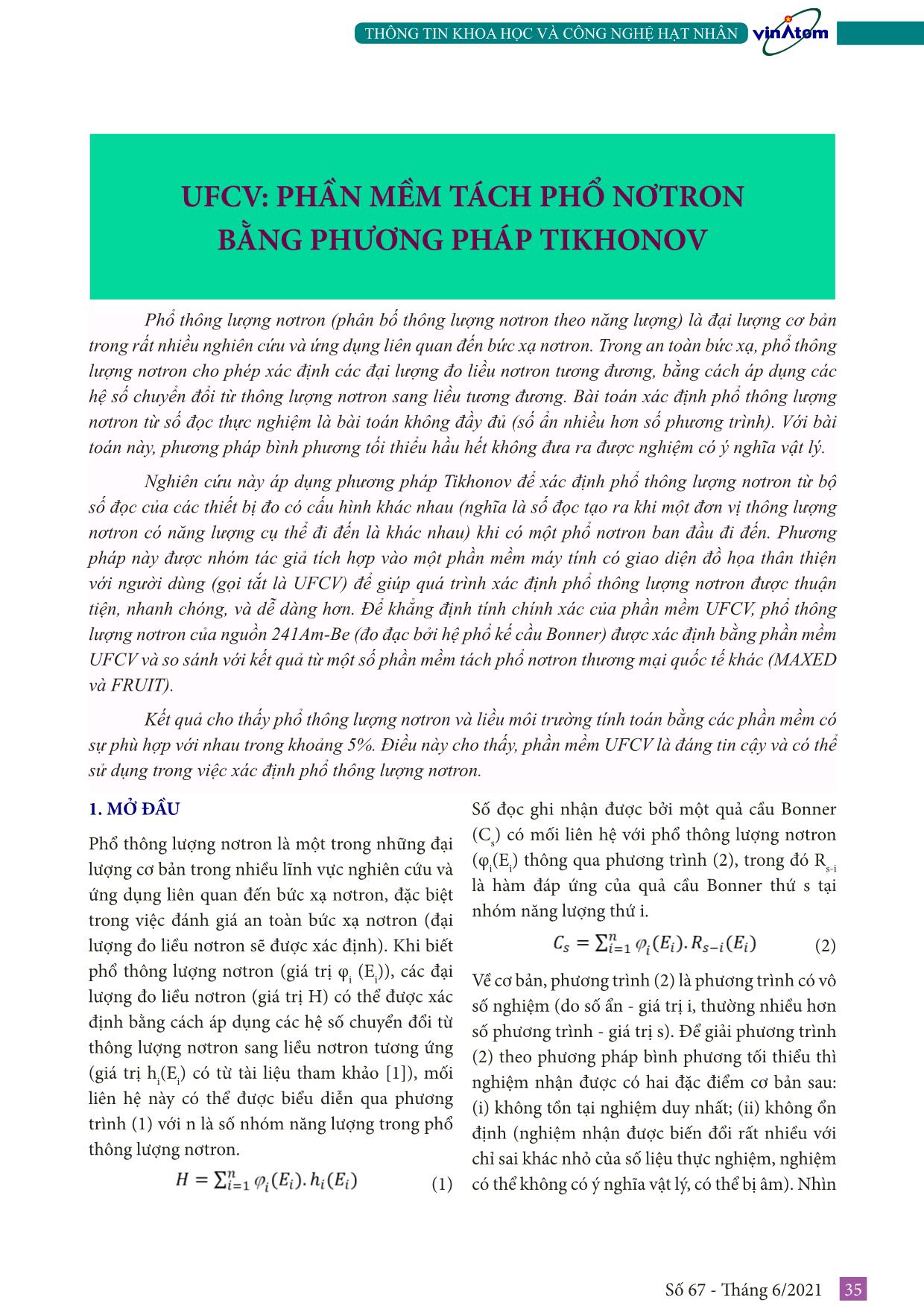 UFCV: Phần mềm tách phổ nơtron bằng phương pháp Tikhonov trang 1