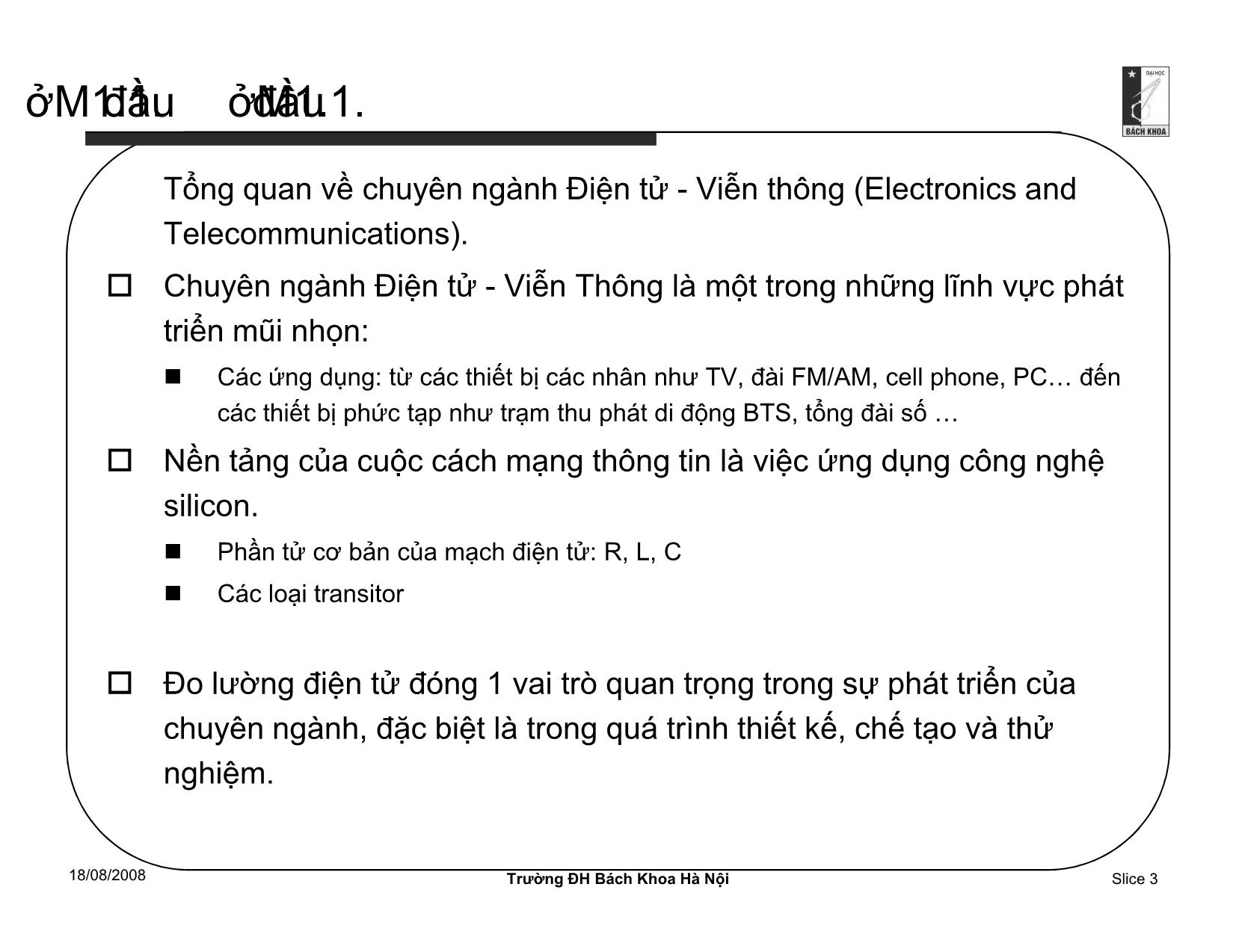 Bài giảng Cơ sở kỹ thuật đo lường điện tử - Chương 1: Giới thiệu chung về kỹ thuật đo lường điện tử - Phạm Hải Đăng trang 3