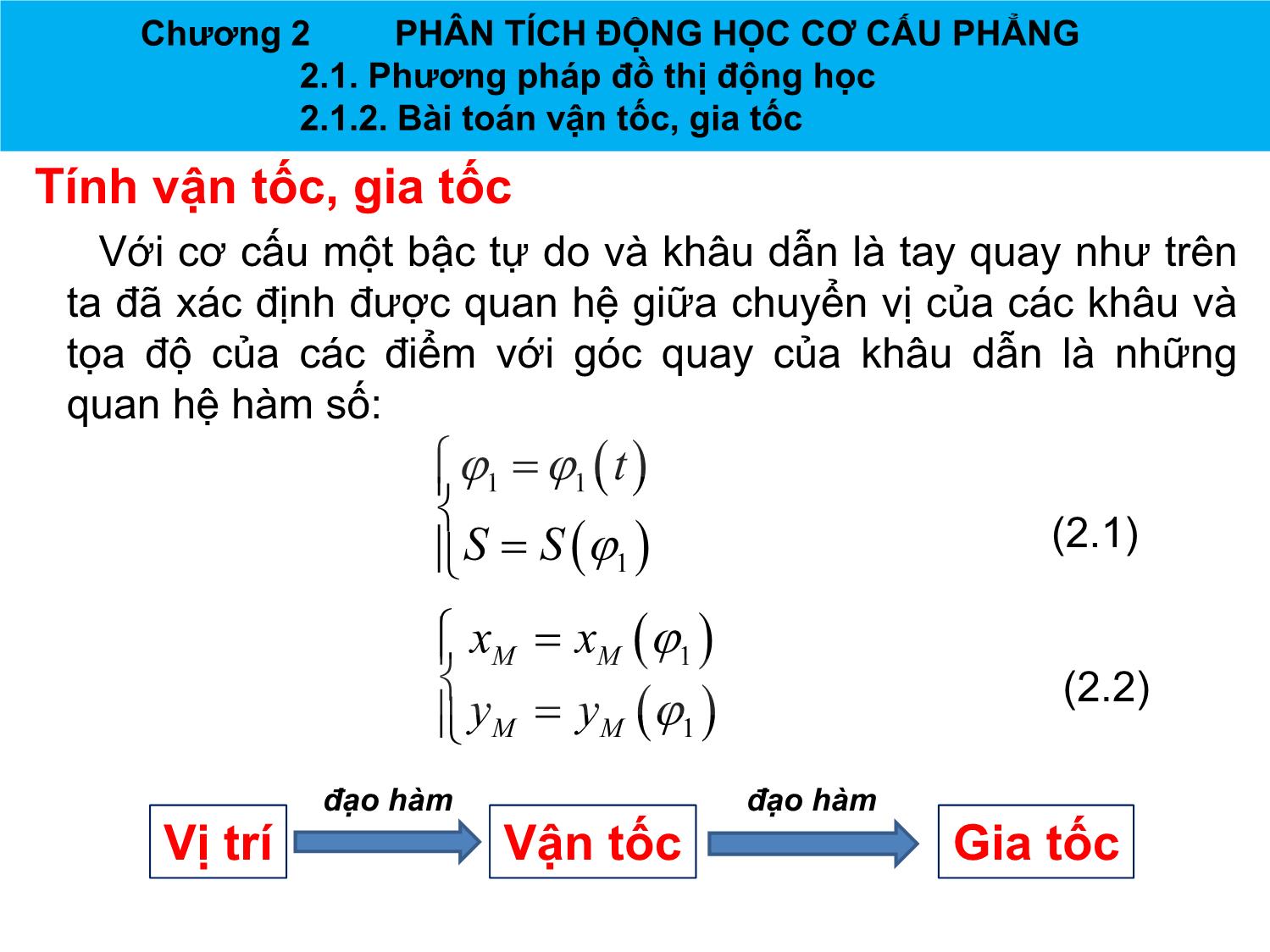 Bài giảng Nguyên lý máy - Chương 2: Phân tích động học cơ cấu phẳng - Nguyễn Chí Hưng trang 8