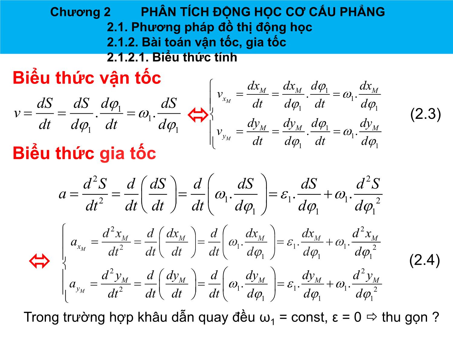 Bài giảng Nguyên lý máy - Chương 2: Phân tích động học cơ cấu phẳng - Nguyễn Chí Hưng trang 9