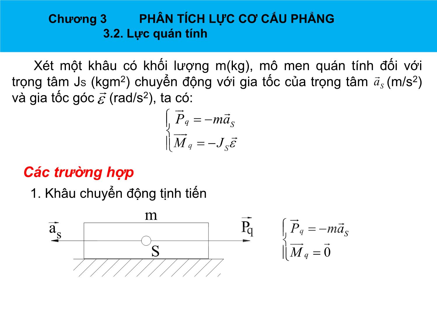Bài giảng Nguyên lý máy - Chương 3: Phân tích lực cơ cấu phẳng - Nguyễn Chí Hưng trang 6