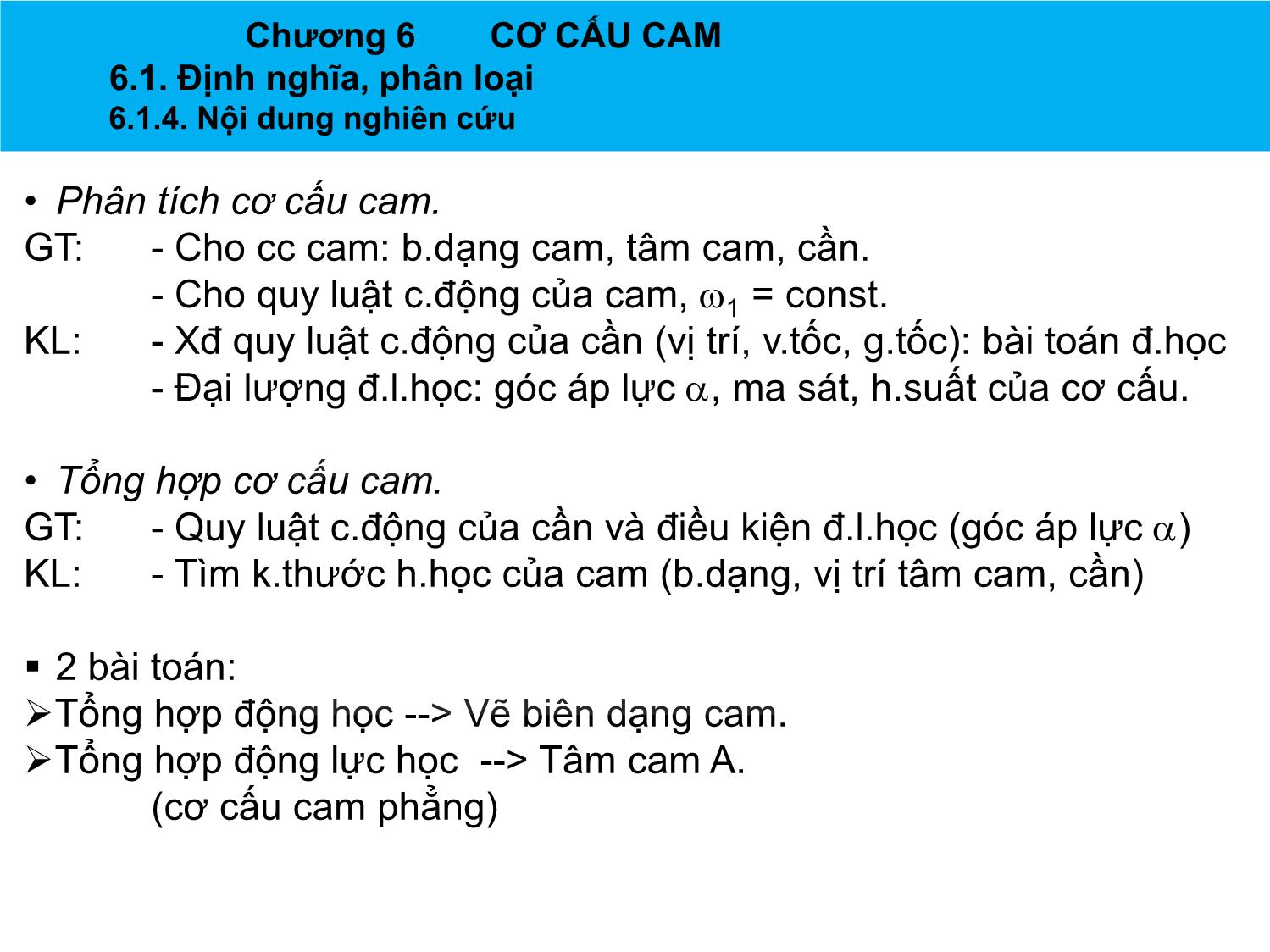 Bài giảng Nguyên lý máy - Chương 6: Cơ cấu CAM - Nguyễn Chí Hưng trang 10