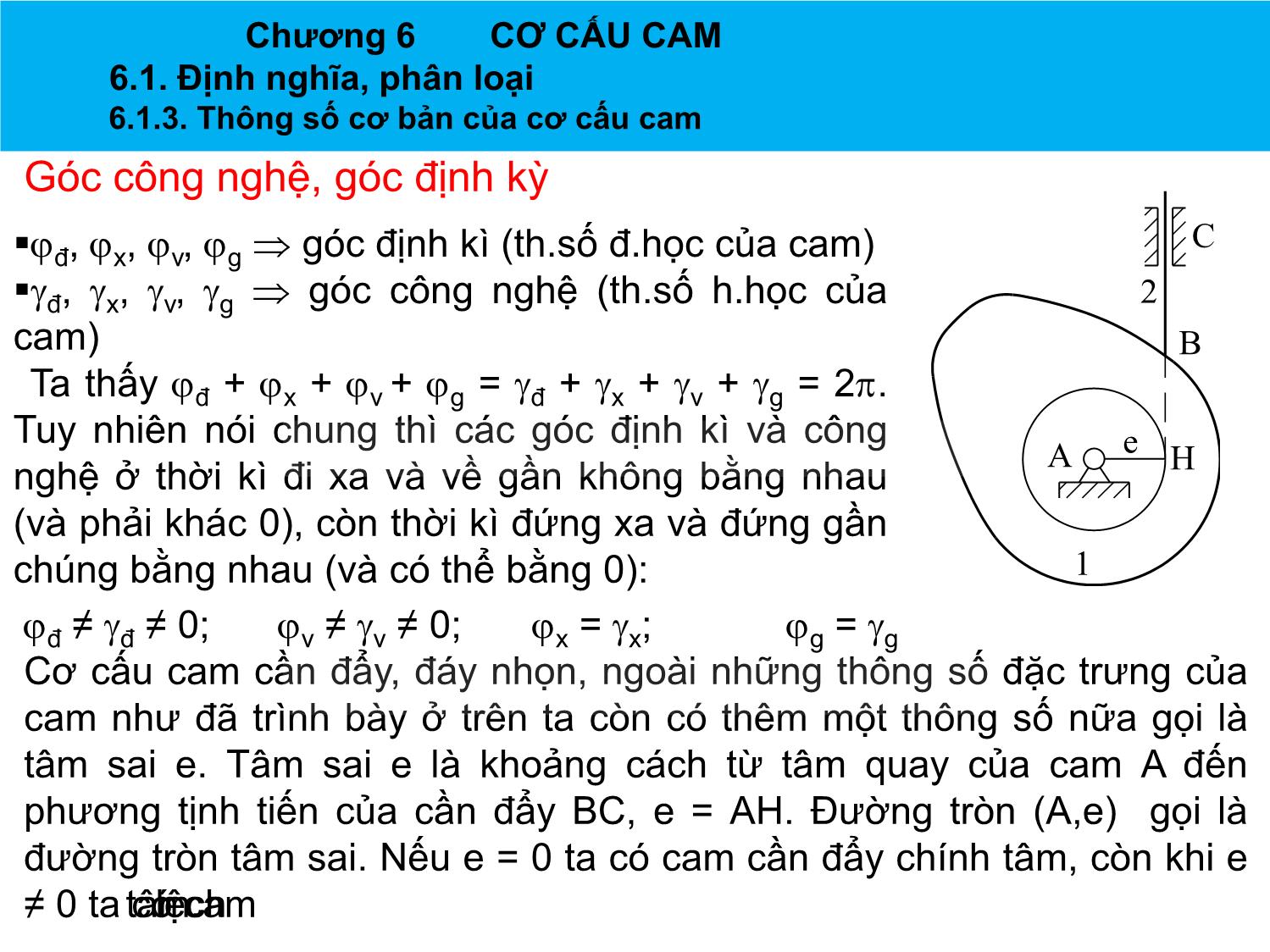 Bài giảng Nguyên lý máy - Chương 6: Cơ cấu CAM - Nguyễn Chí Hưng trang 6