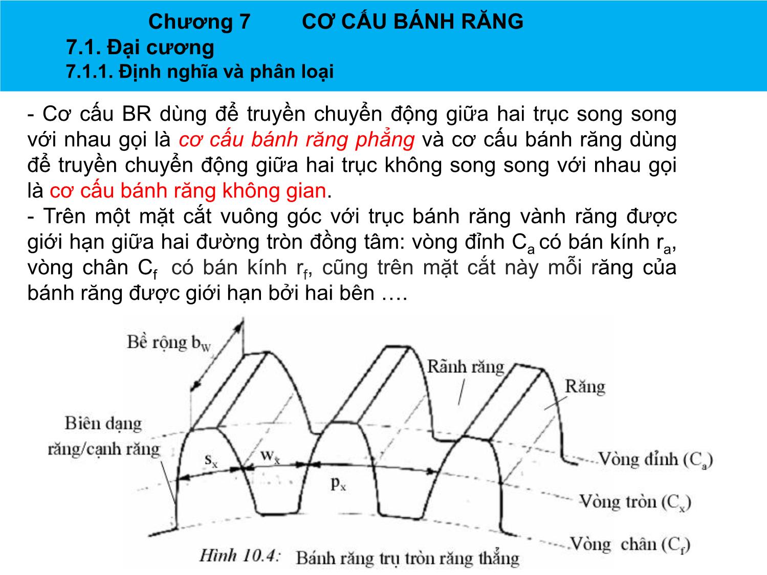 Bài giảng Nguyên lý máy - Chương 7: Cơ cấu bánh răng - Nguyễn Chí Hưng trang 6