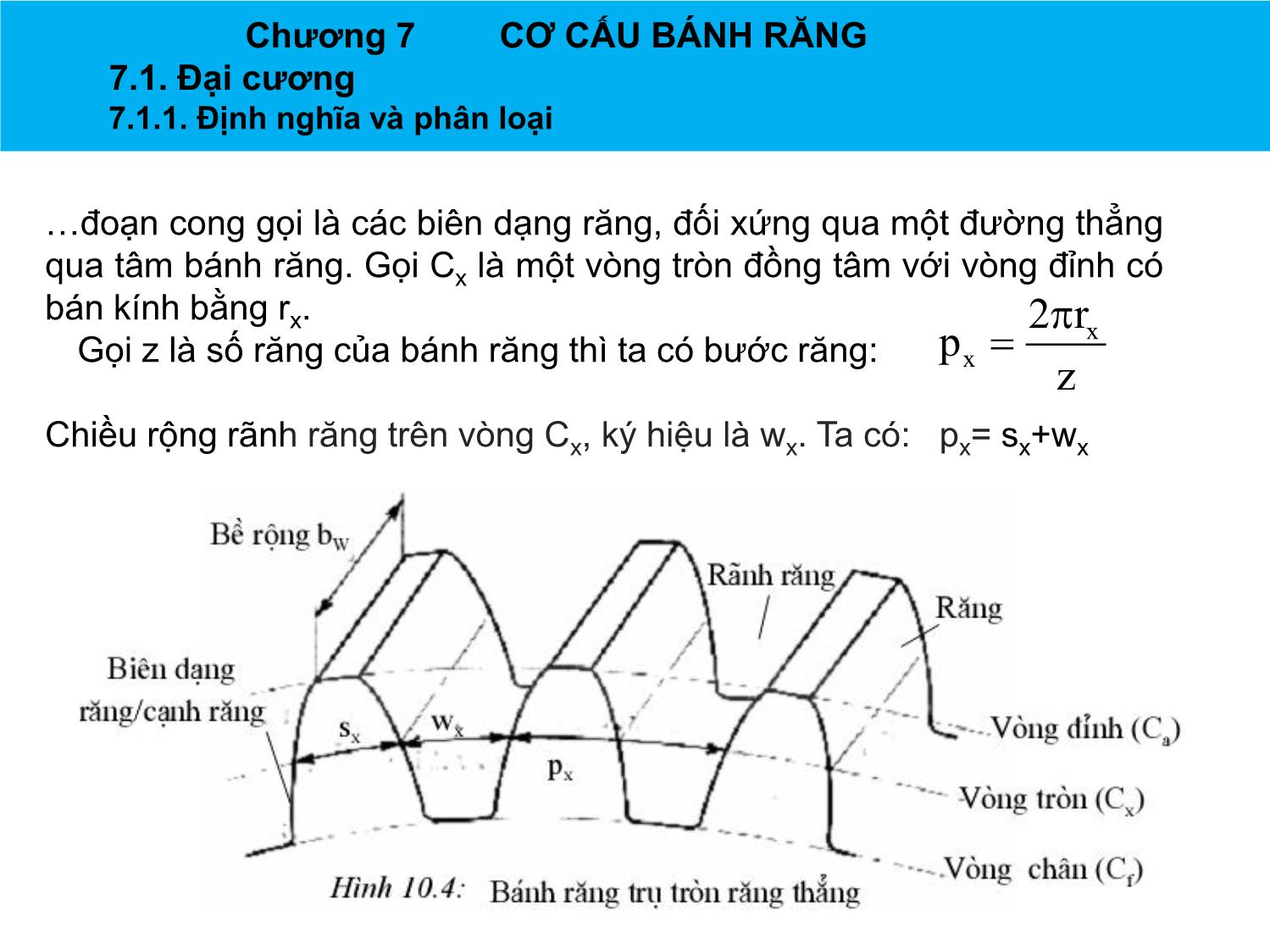 Bài giảng Nguyên lý máy - Chương 7: Cơ cấu bánh răng - Nguyễn Chí Hưng trang 7