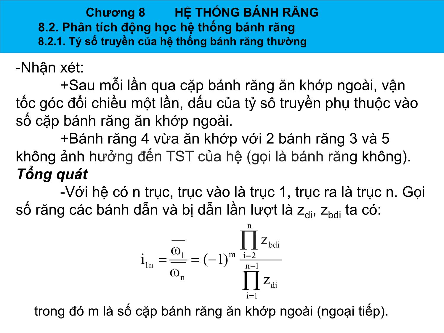 Bài giảng Nguyên lý máy - Chương 8: Hệ thống bánh răng - Nguyễn Chí Hưng trang 8