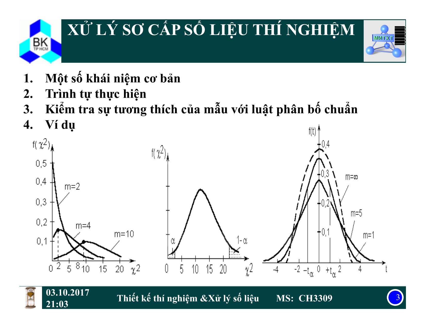 Bài giảng Thiết kế thí nghiệm và xử lý số liệu - Chương: Xử lý sơ cấp số liệu thí nghiệm - Trịnh Văn Dũng trang 3