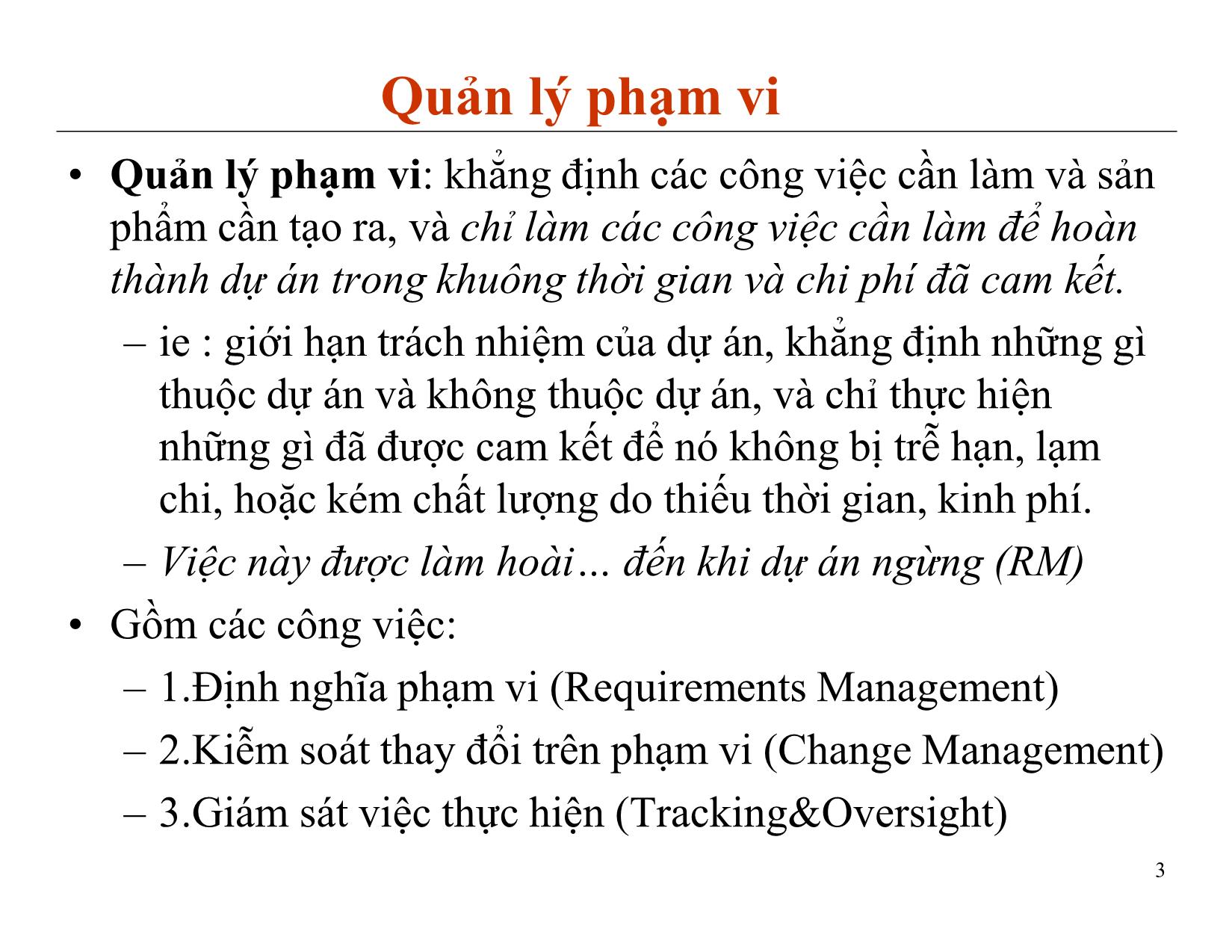 Bài giảng Quản lý dự án phần mềm - Chương 5: Quản lý phạm vi - Nguyễn Anh Hào trang 3