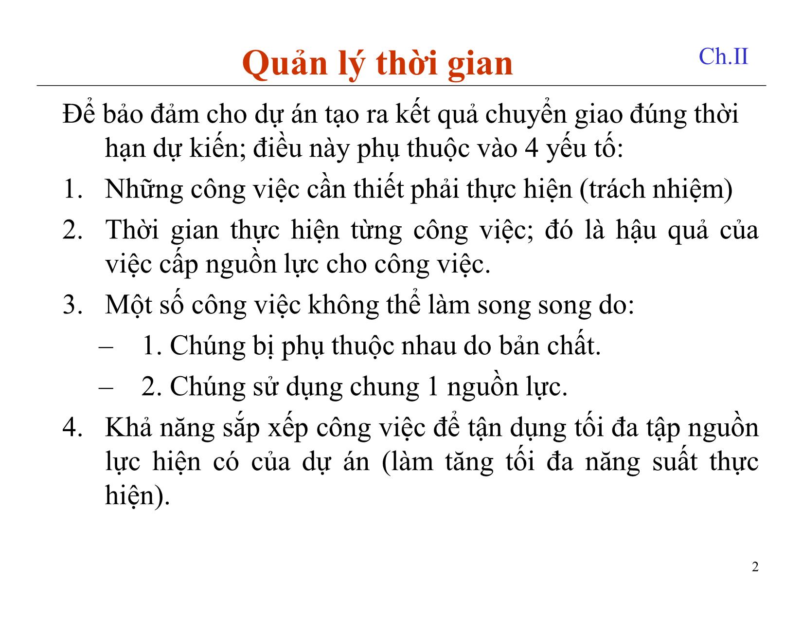 Bài giảng Quản lý dự án phần mềm - Chương 7: Quản lý thời gian - Nguyễn Anh Hào trang 2