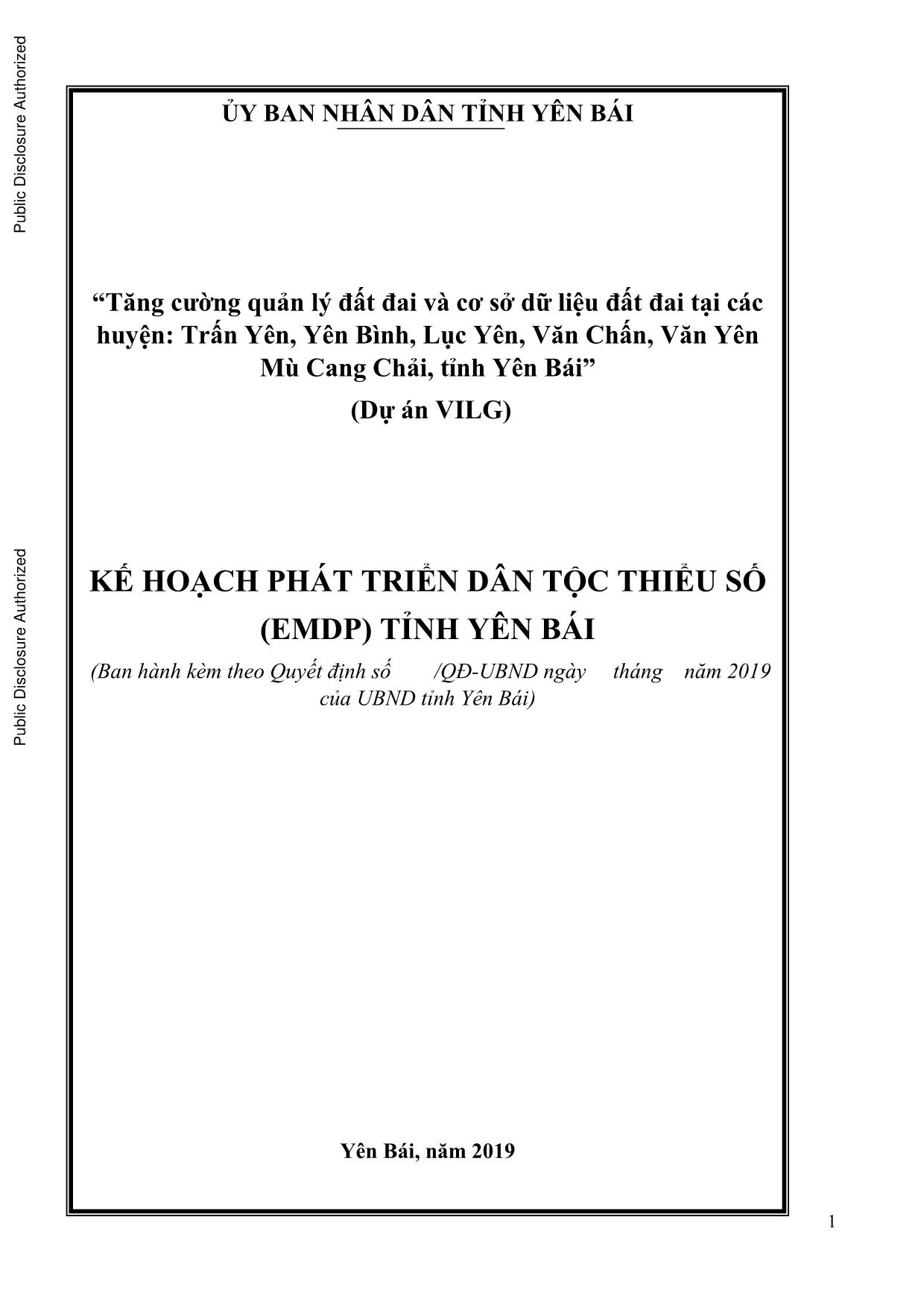 Dự án Tăng cường quản lý đất đai và cơ sở dữ liệu đất đai tại các huyện: Trấn Yên, Yên Bình, Lục Yên, Văn Chấn, Văn Yên Mù Cang Chải, tỉnh Yên Bái trang 1