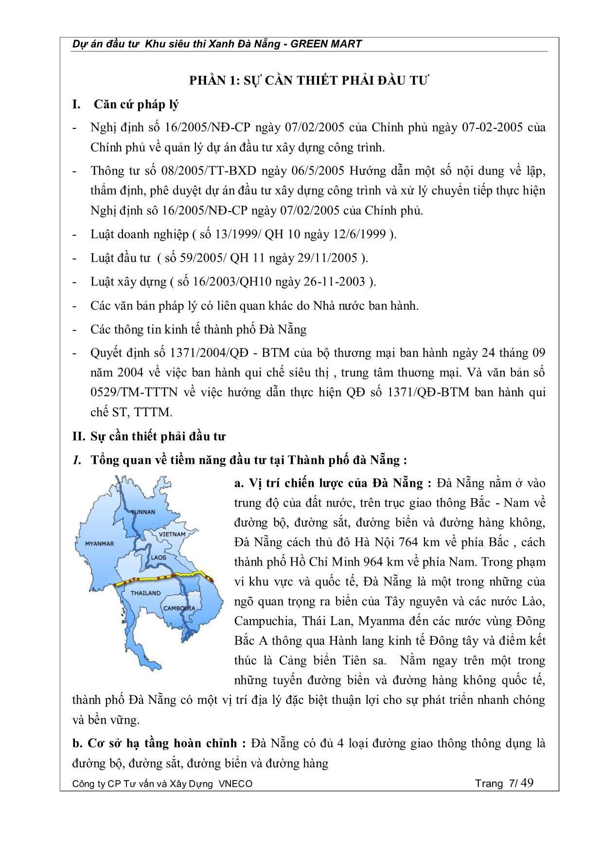 Dự án đầu tư Khu siêu thị xanh Đà Nẵng - Green Mart trang 7
