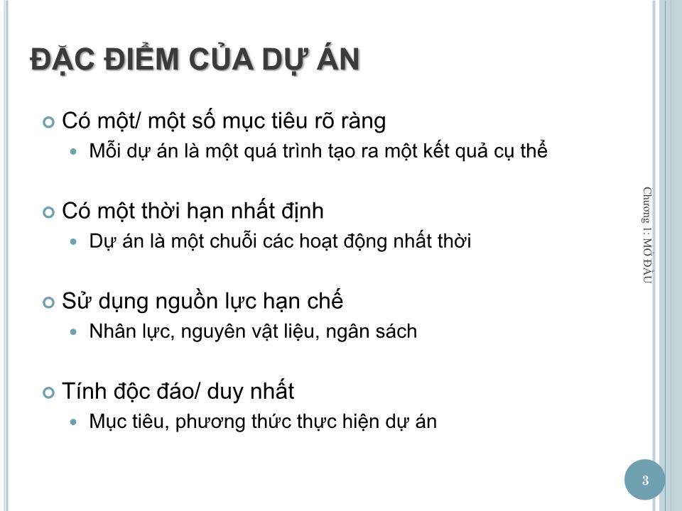 Bài giảng Quản lý dự án - Chương 1: Mở đầu - Nguyễn Thị Trang trang 3