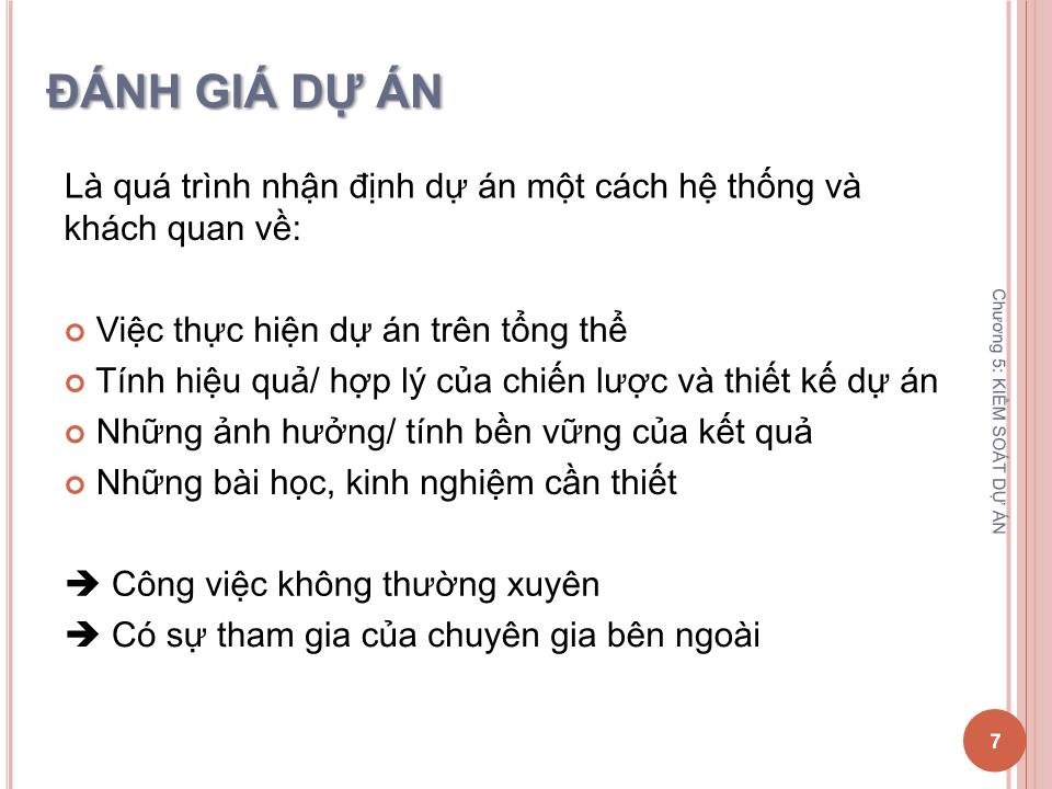 Bài giảng Quản lý dự án - Chương 5: Kiểm soát dự án - Nguyễn Thị Trang trang 7