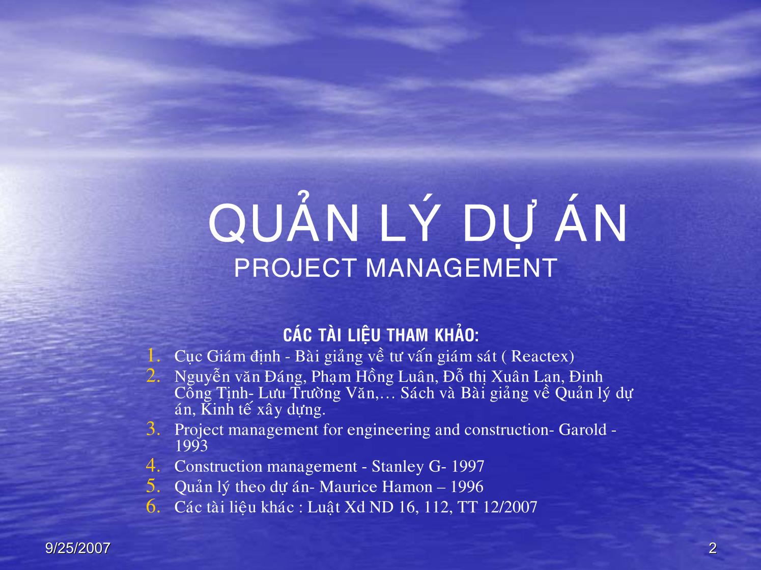 Bài giảng Quản lý dự án - Chương 1+2: Vốn đầu tư. Dự án xây dựng trang 2