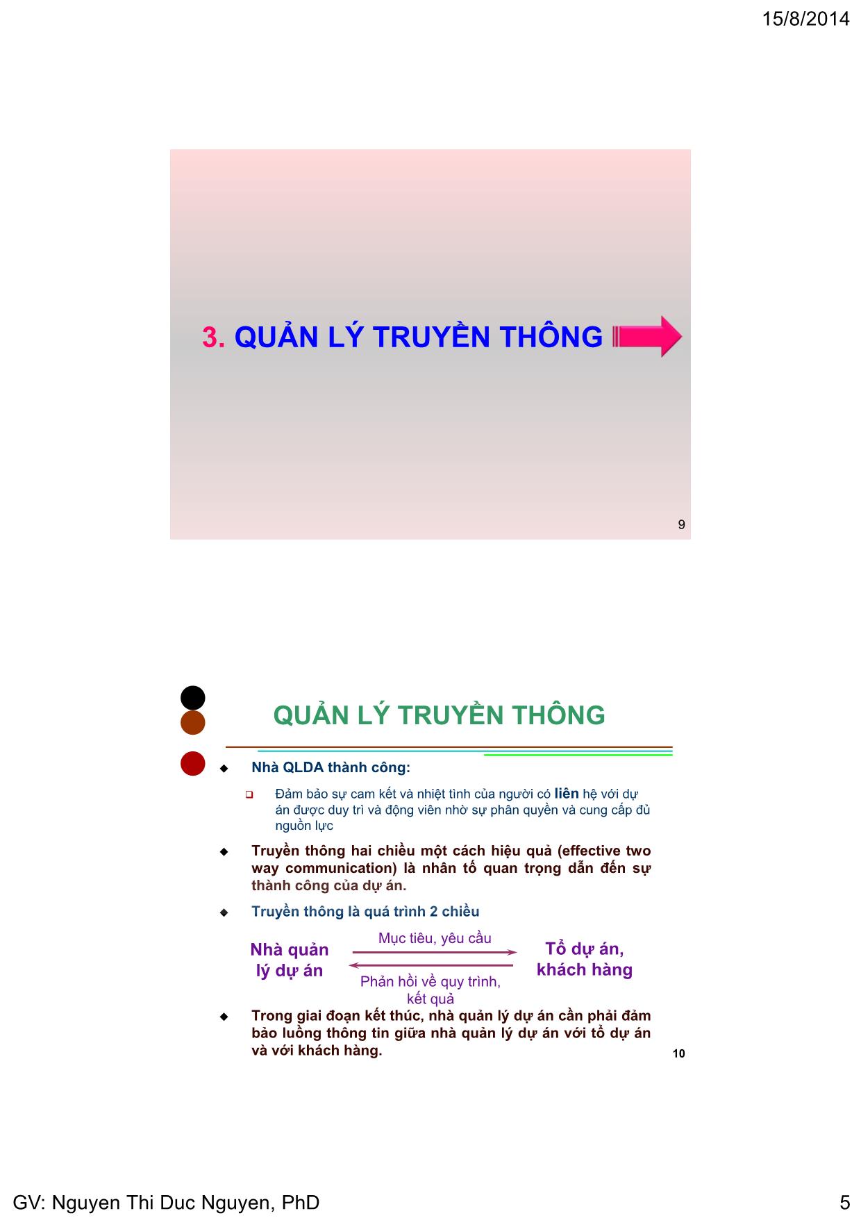 Bài giảng Quản lý dự án - Chương 6: Kết thúc dự án - Nguyễn Thị Đức Nguyên trang 5