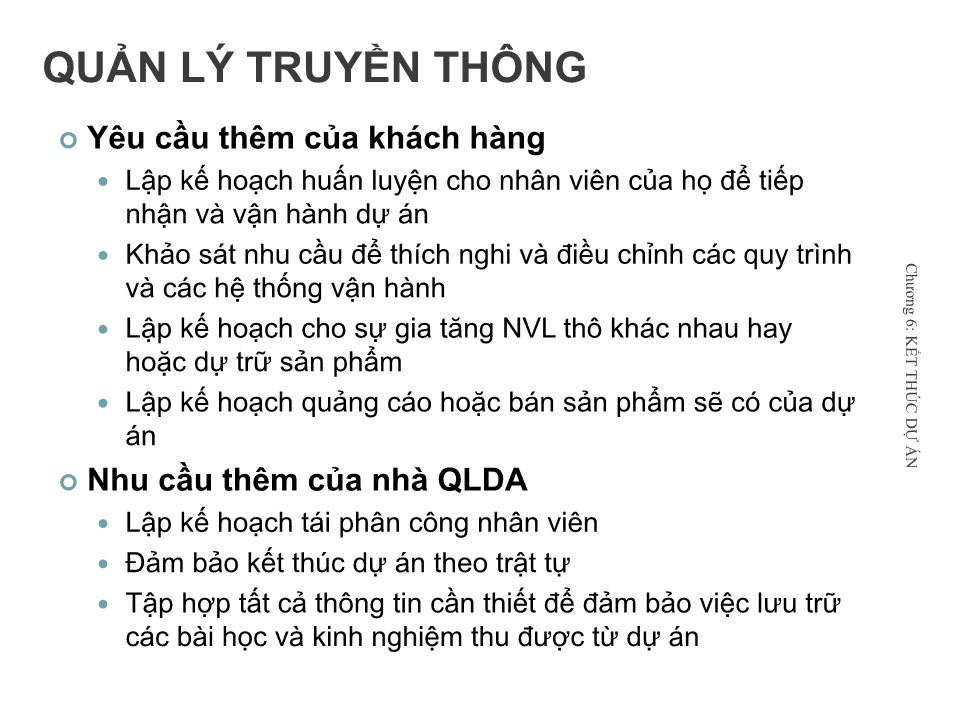 Bài giảng Quản lý dự án - Chương 6: Kết thúc dự án - Nguyễn Thị Trang trang 8