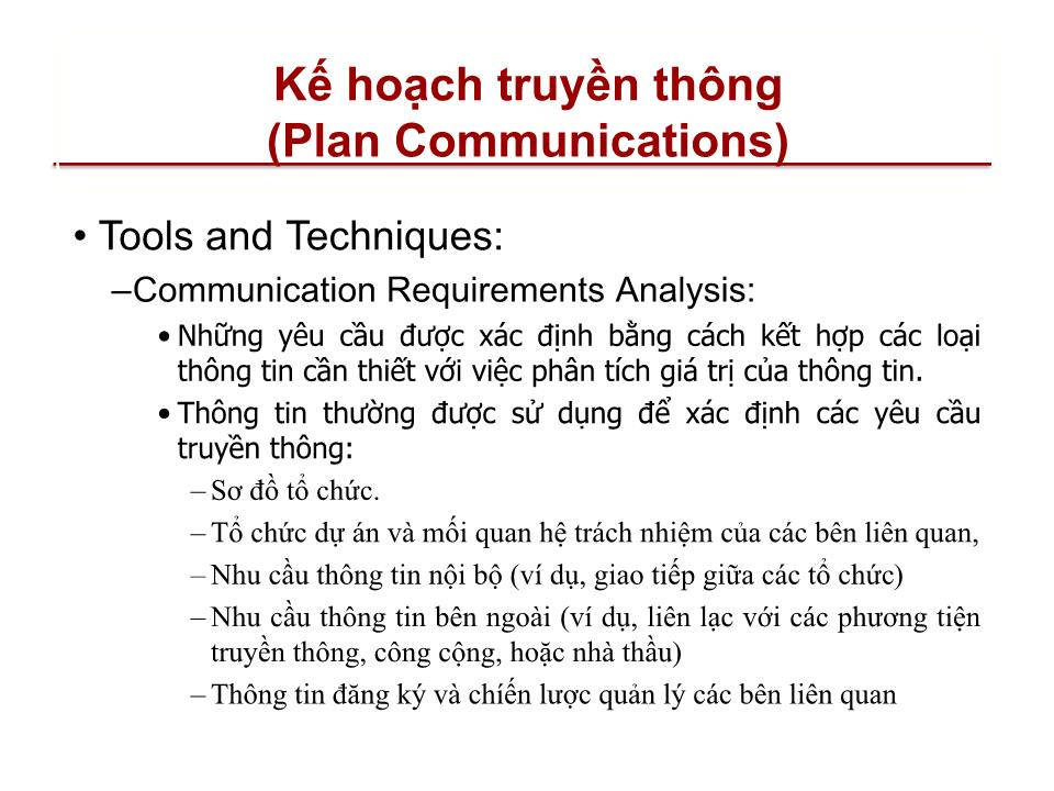 Bài giảng Quản lý dự án - Chương 10: Quản lý truyền thông dự án (Project communication management) trang 9