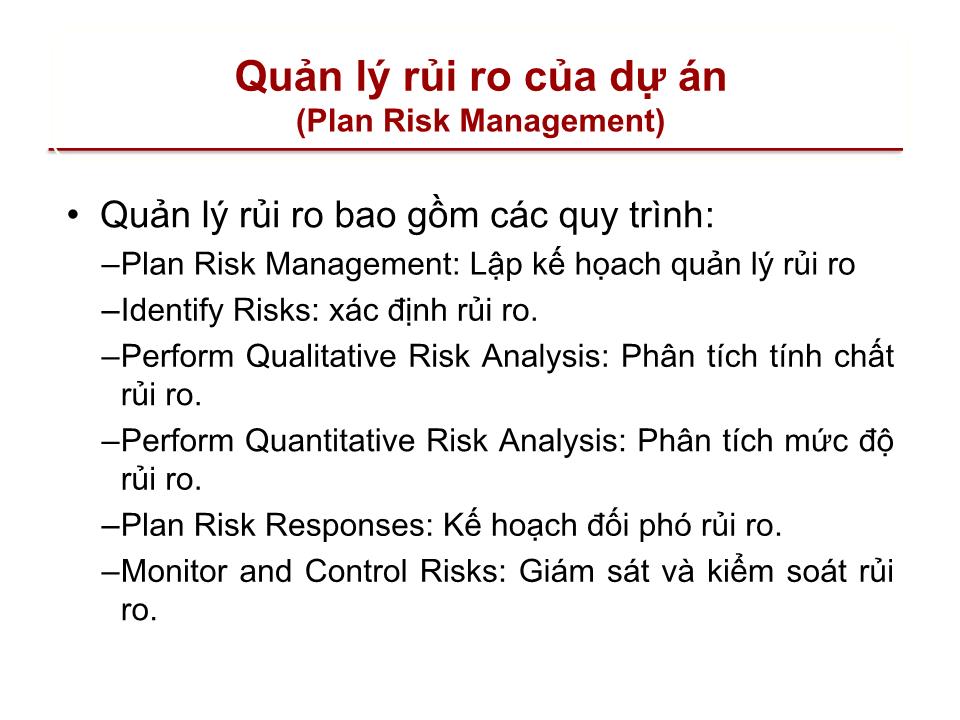 Bài giảng Quản lý dự án - Chương 11: Quản lý rủi ro của dự án (Project risk management) trang 3