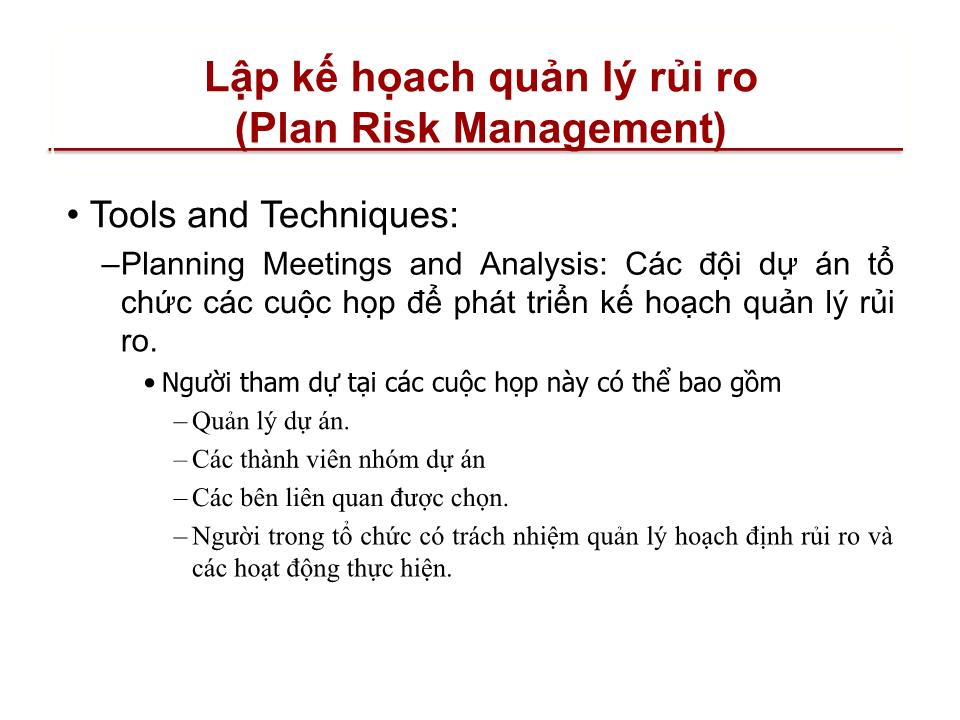 Bài giảng Quản lý dự án - Chương 11: Quản lý rủi ro của dự án (Project risk management) trang 6