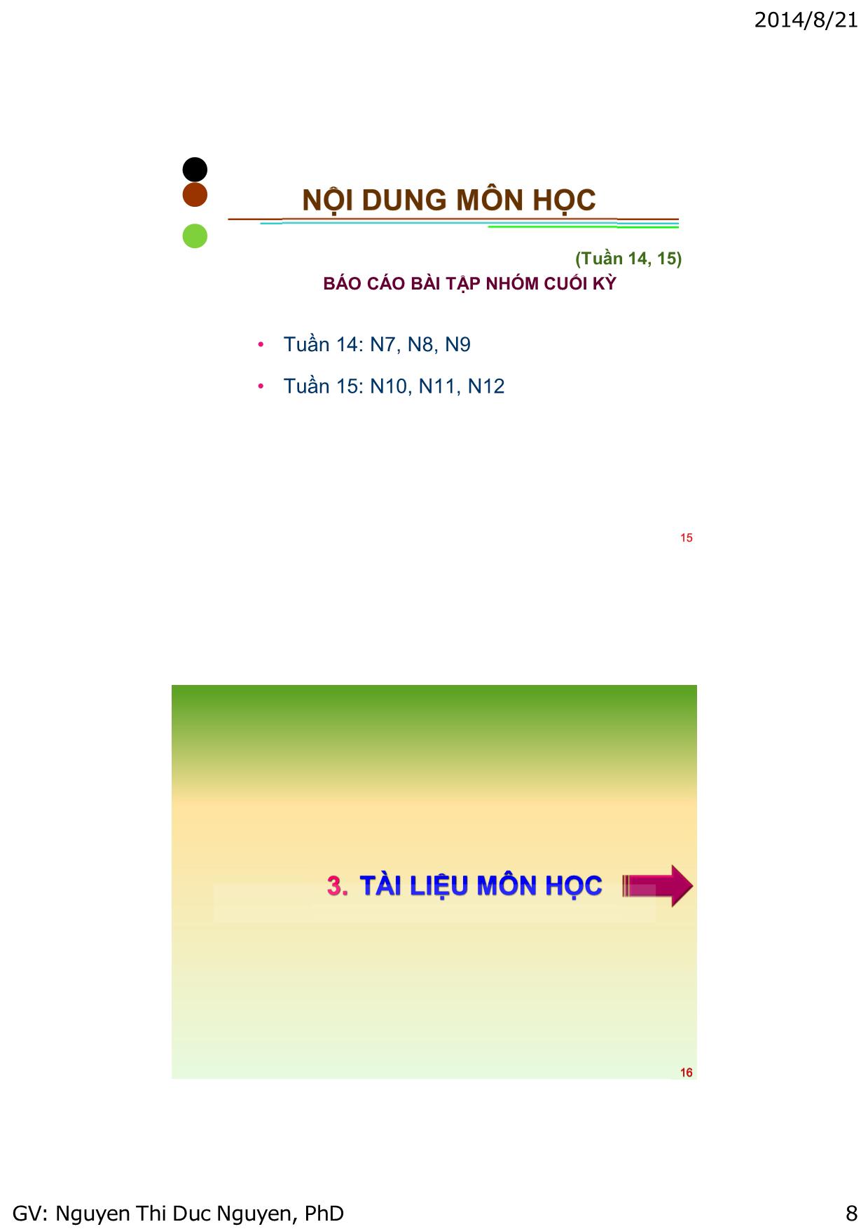 Bài giảng Quản lý dự án công nghệ thông tin - Chương mở đầu: Giới thiệu môn học - Nguyễn Thị Đức Nguyên trang 8