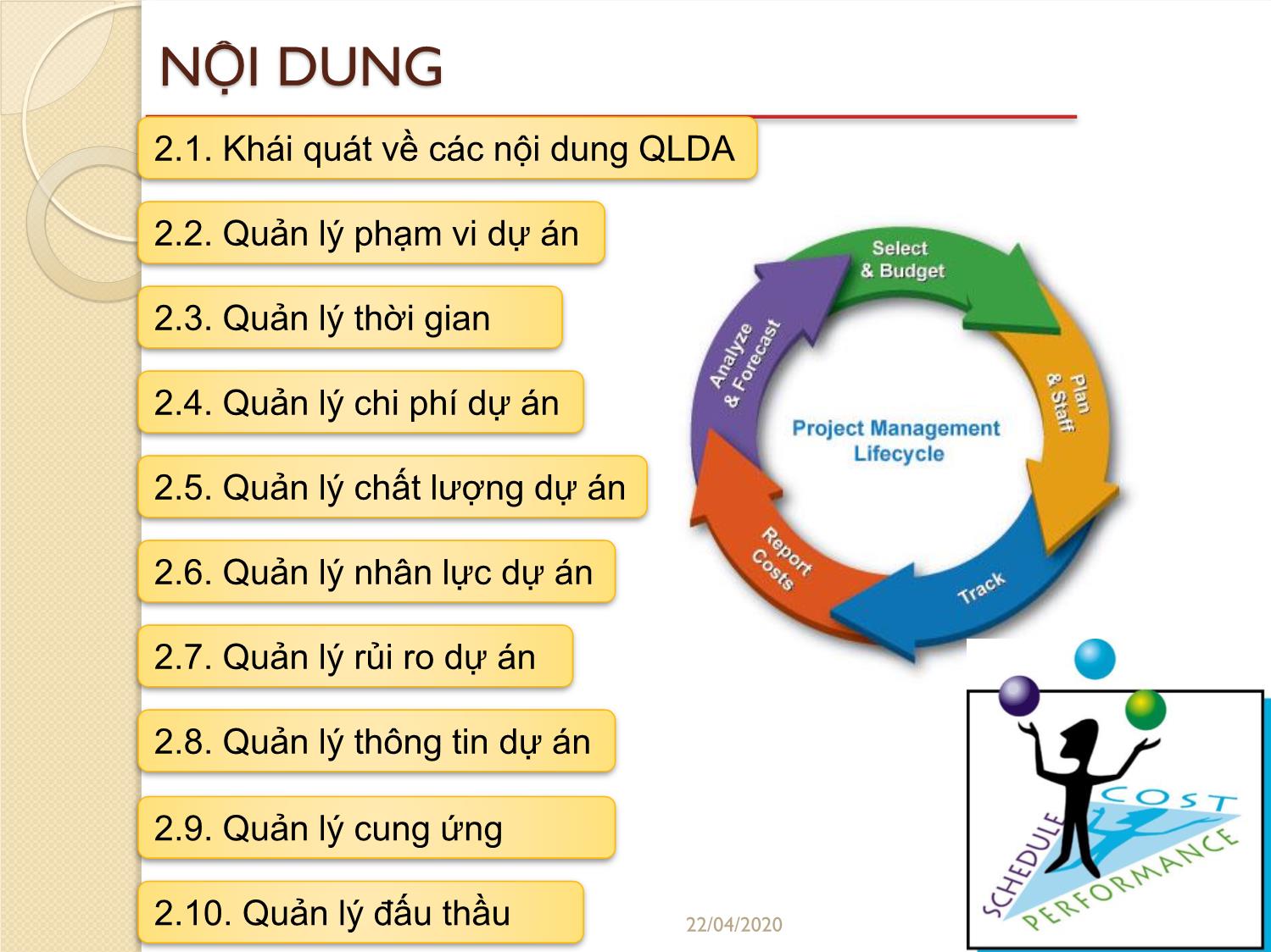 Bài giảng Quản lý dự án - Chương 2: Các nội dung cơ bản của quản lý dự án - Đỗ Văn Chính trang 2