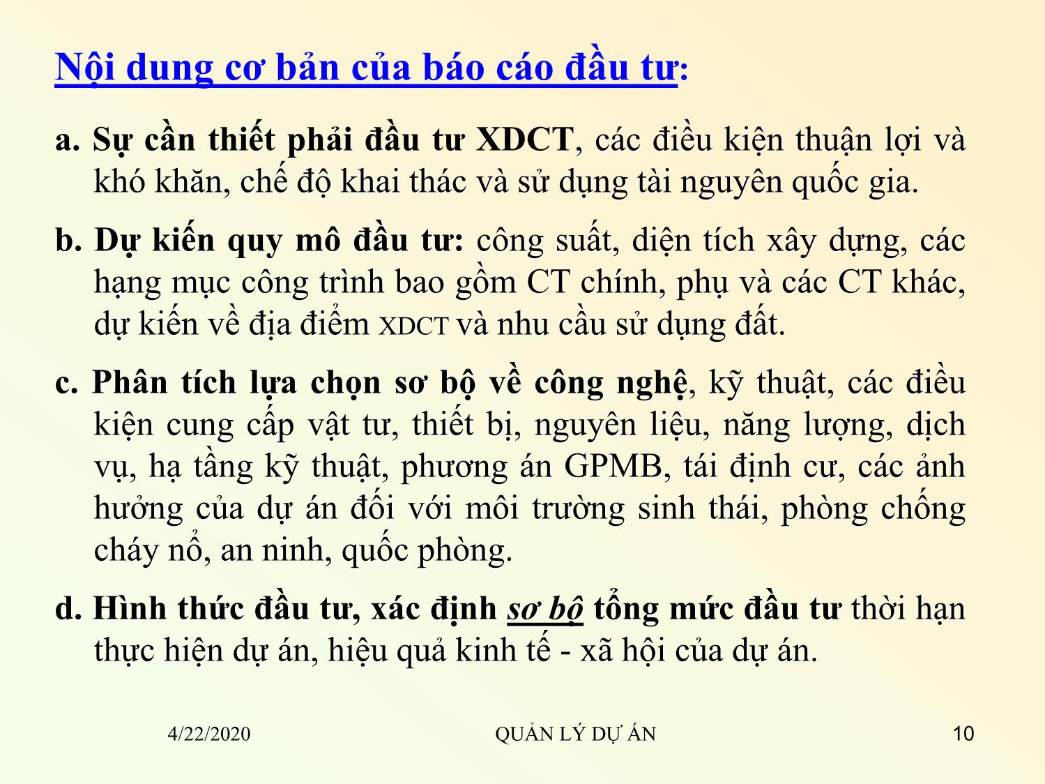 Bài giảng Quản lý dự án - Chương 5: Quản lý dự án xây dựng - Đỗ Văn Chính trang 10