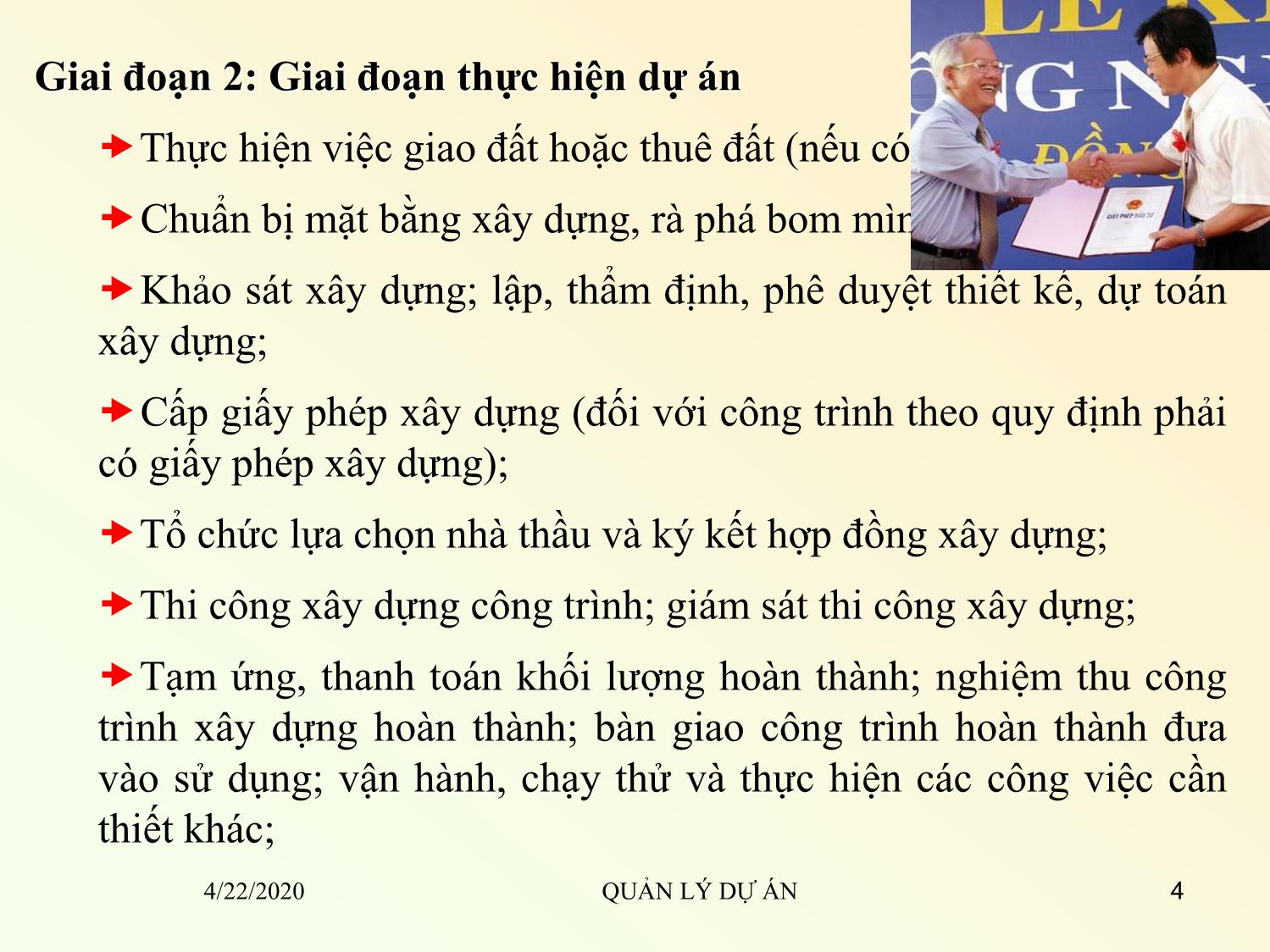 Bài giảng Quản lý dự án - Chương 5: Quản lý dự án xây dựng - Đỗ Văn Chính trang 4