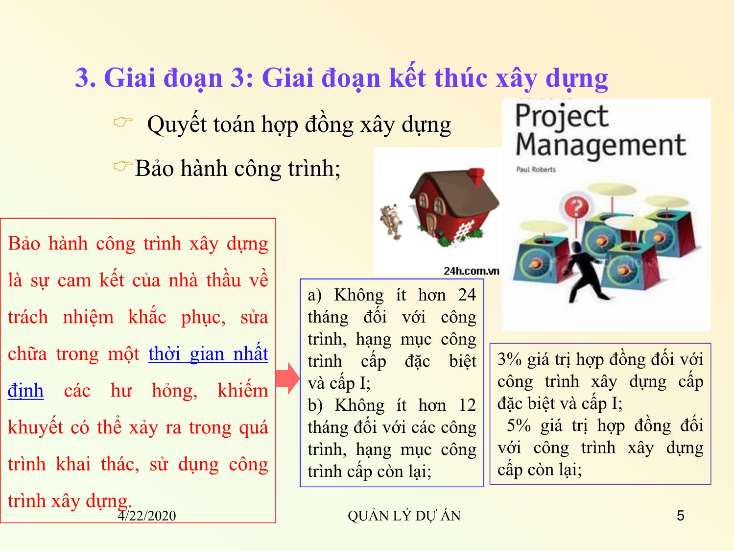 Bài giảng Quản lý dự án - Chương 5: Quản lý dự án xây dựng - Đỗ Văn Chính trang 5