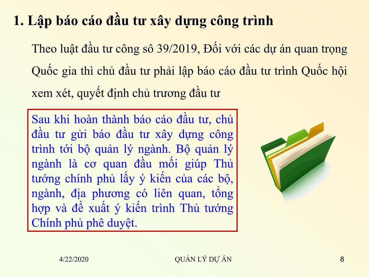 Bài giảng Quản lý dự án - Chương 5: Quản lý dự án xây dựng - Đỗ Văn Chính trang 8