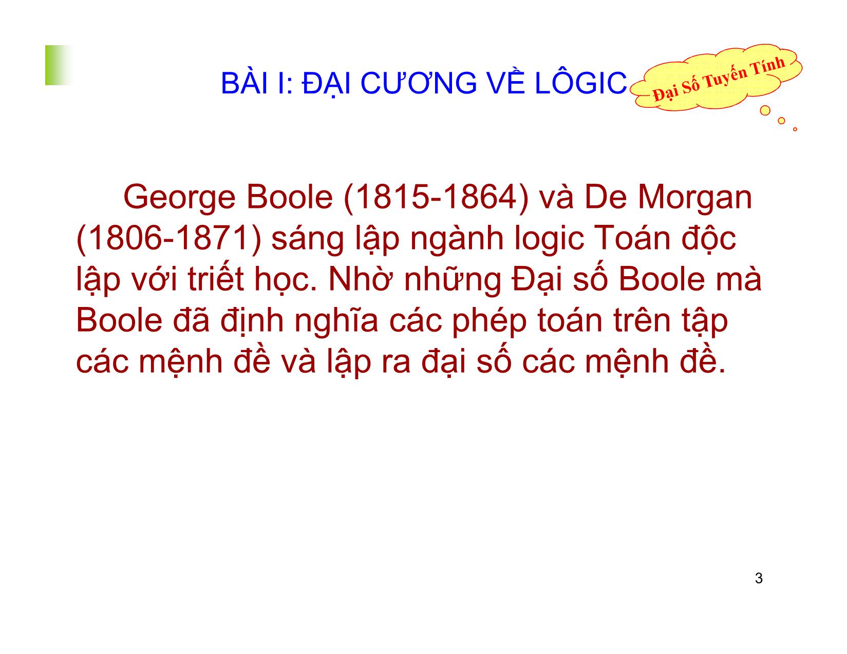 Bài giảng Đại số tuyến tính - Chương I: Logic. Tập hợp. Ánh xạ. Số phức - Nguyễn Hải Sơn trang 3