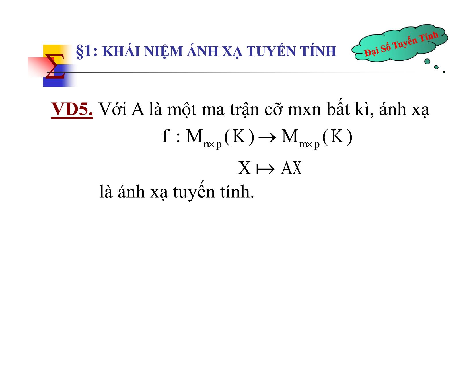 Bài giảng Đại số tuyến tính - Chương IV: Ánh xạ tuyến tính - Nguyễn Hải Sơn trang 7