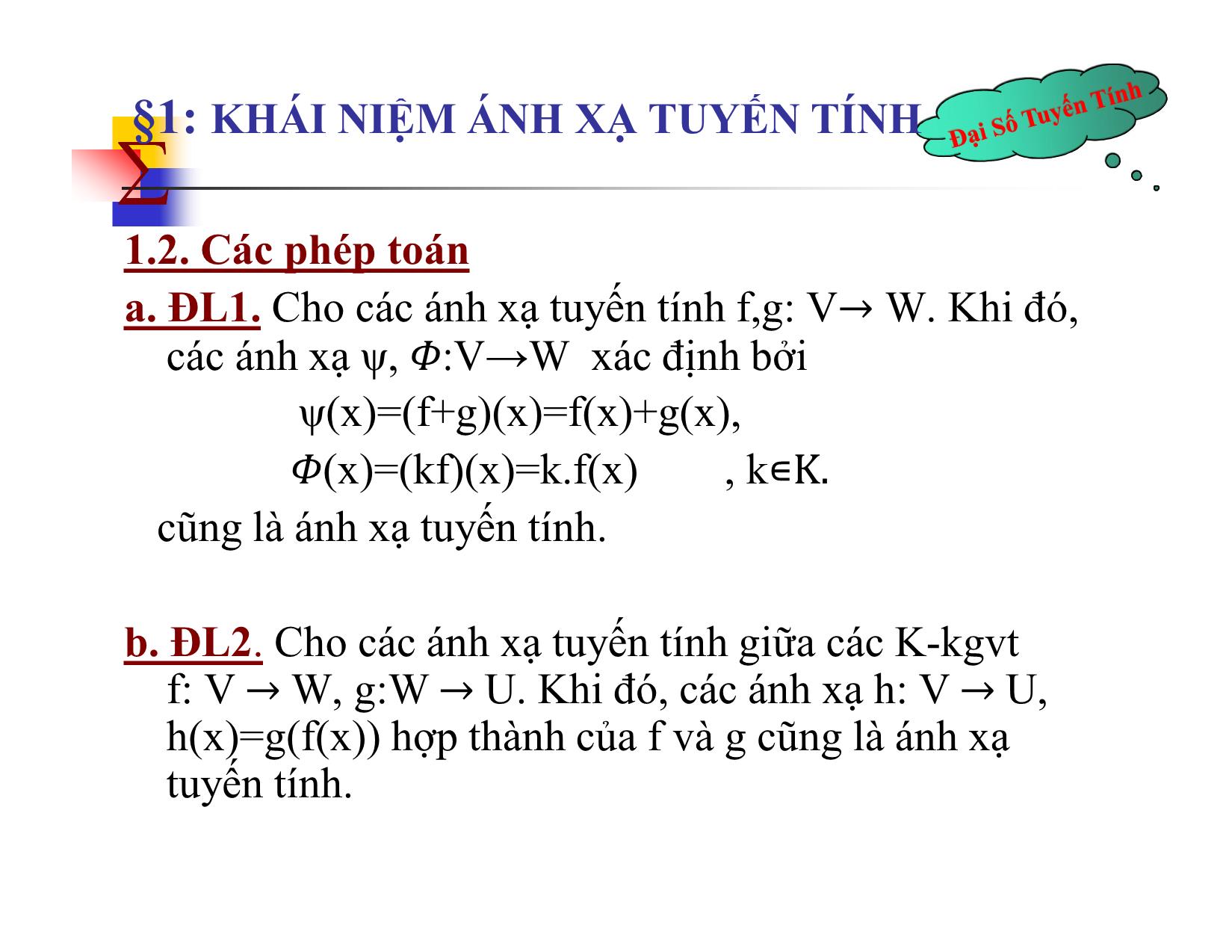 Bài giảng Đại số tuyến tính - Chương IV: Ánh xạ tuyến tính - Nguyễn Hải Sơn trang 8