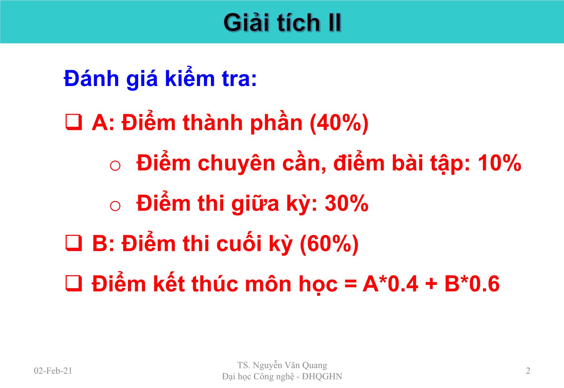 Bài giảng Giải tích II - Chương 1: Mở đầu, giới hạn, liên tục - Nguyễn Văn Quang trang 2