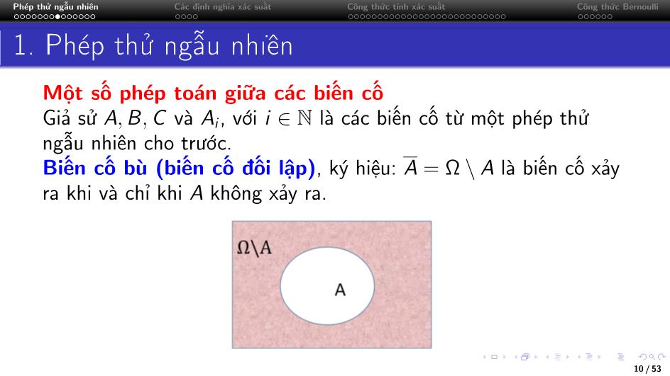 Bài giảng Lý thuyết xác suất - Chương 1: Biến cố ngẫu nhiên và xác suất trang 10